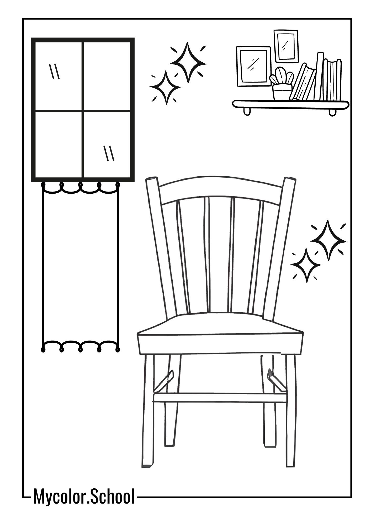 Chair Coloring Pages Classic Wooden Chair