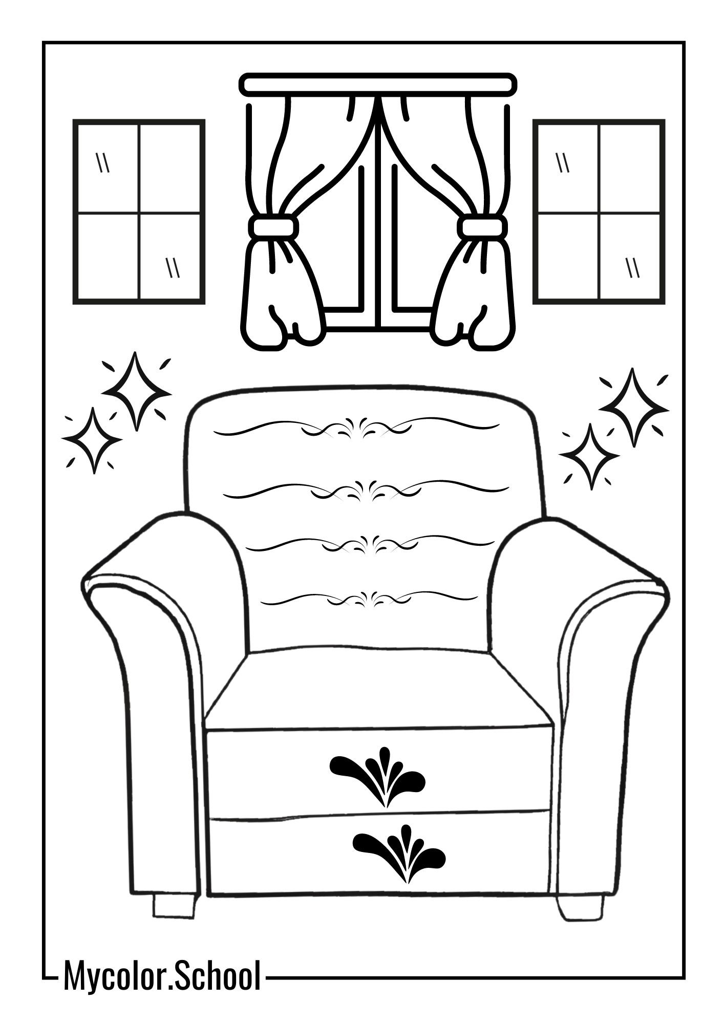Chair Coloring Pages Comfy Armchair