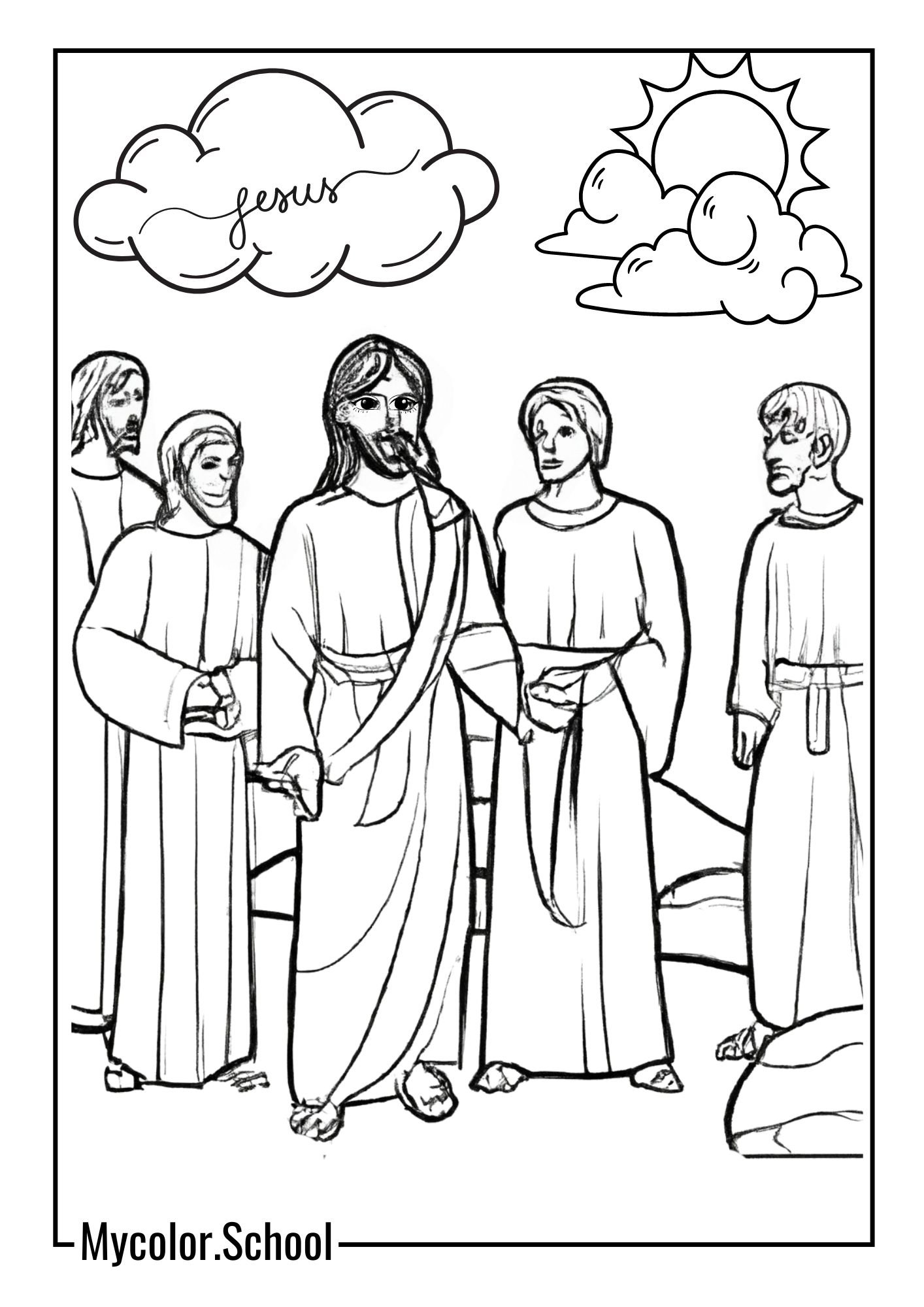 Christian Coloring Pages Jesus and the Disciple