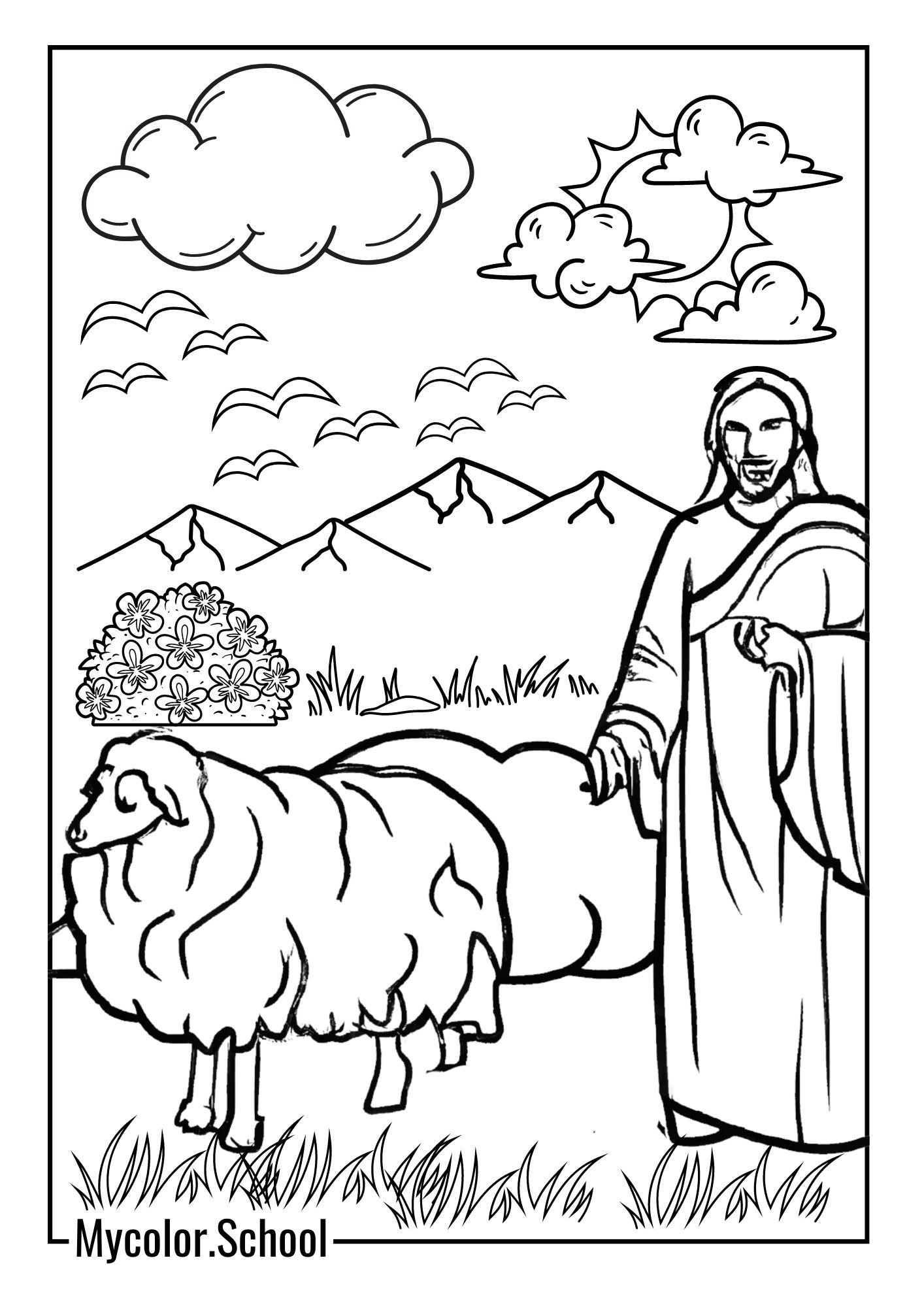 Christian Coloring Pages Jesus and the Sheep