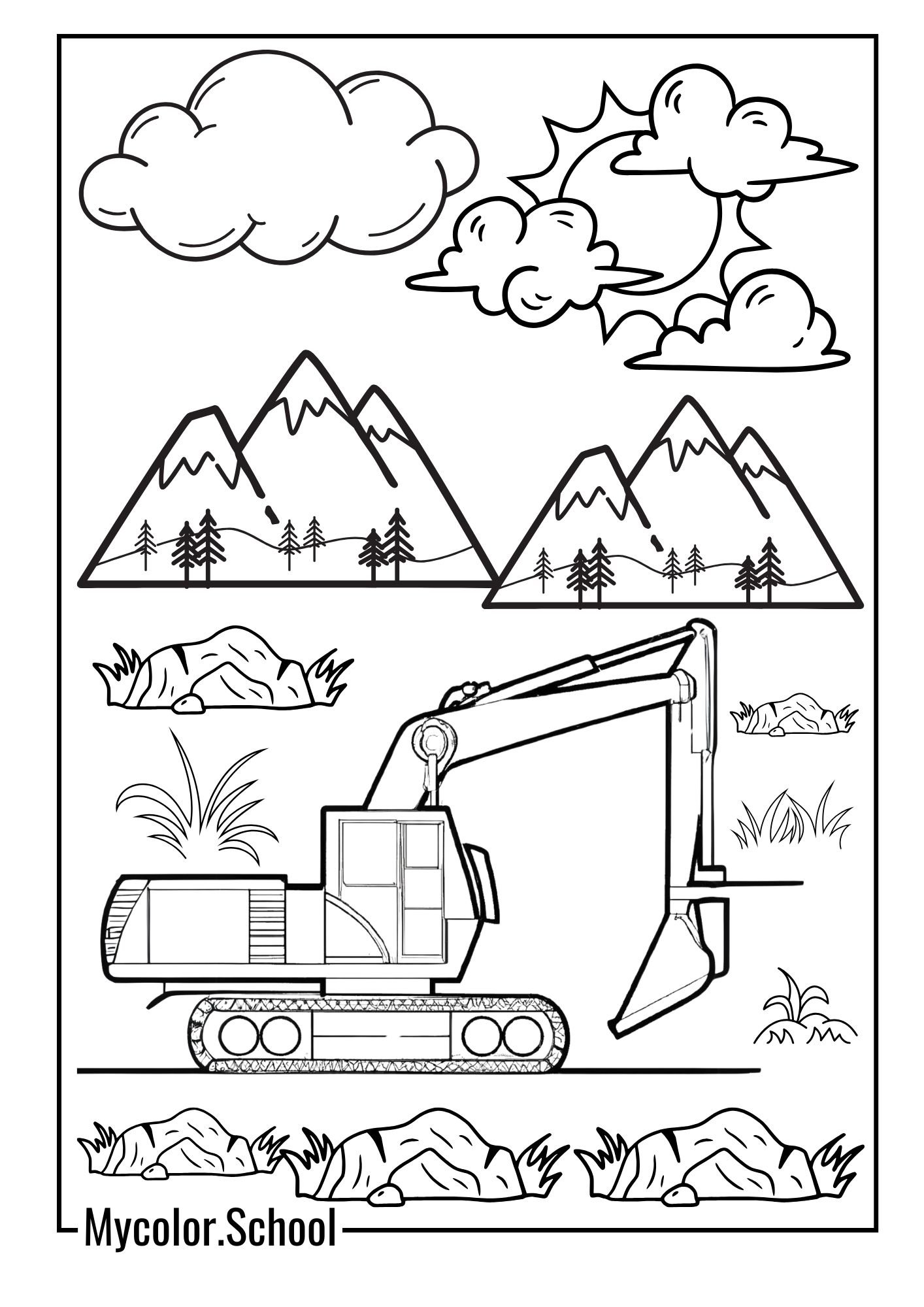 Construction Coloring Pages Excavator