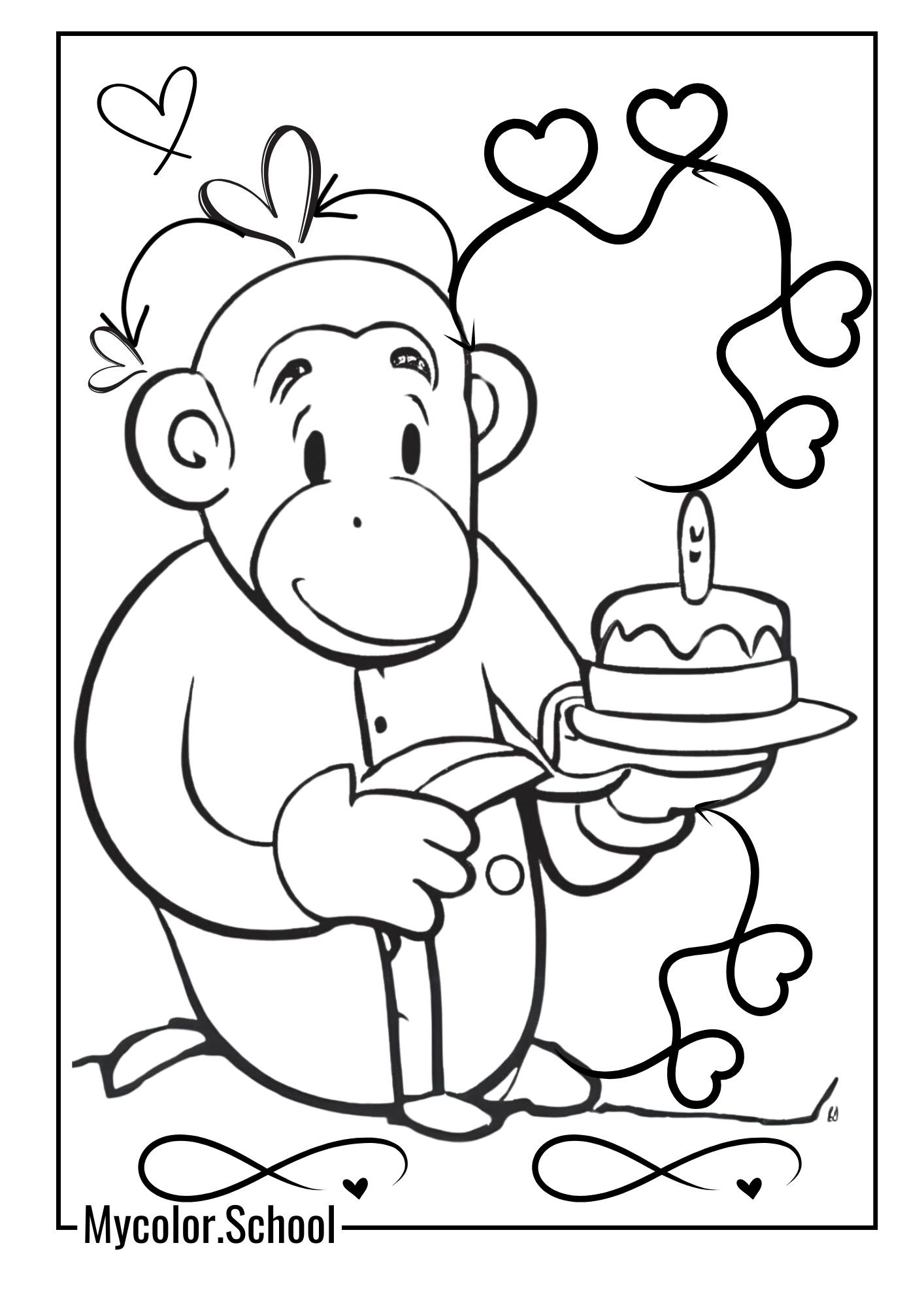 Curious George Coloring Pages George Birthday