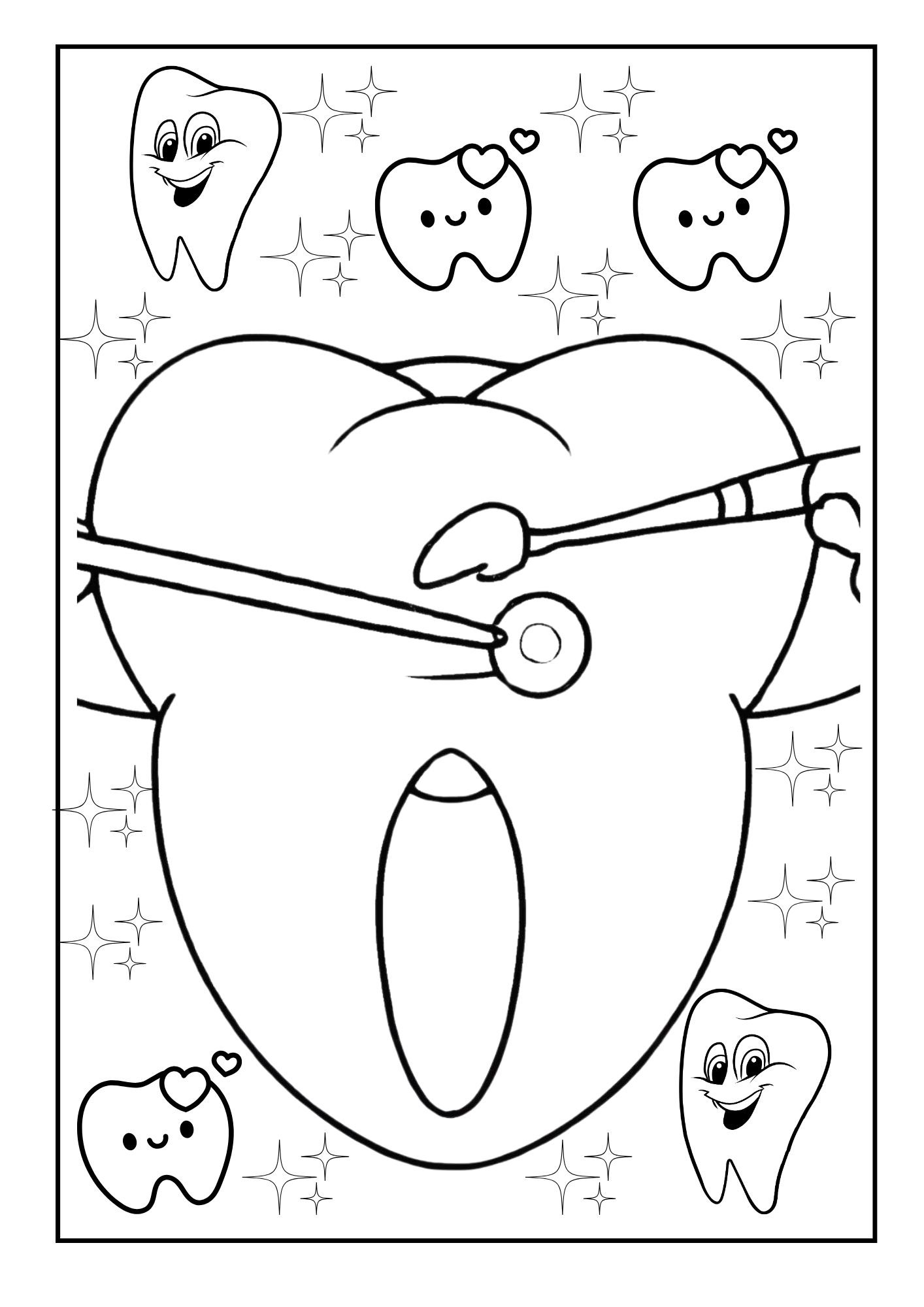 Dental Coloring Pages Dental Tools