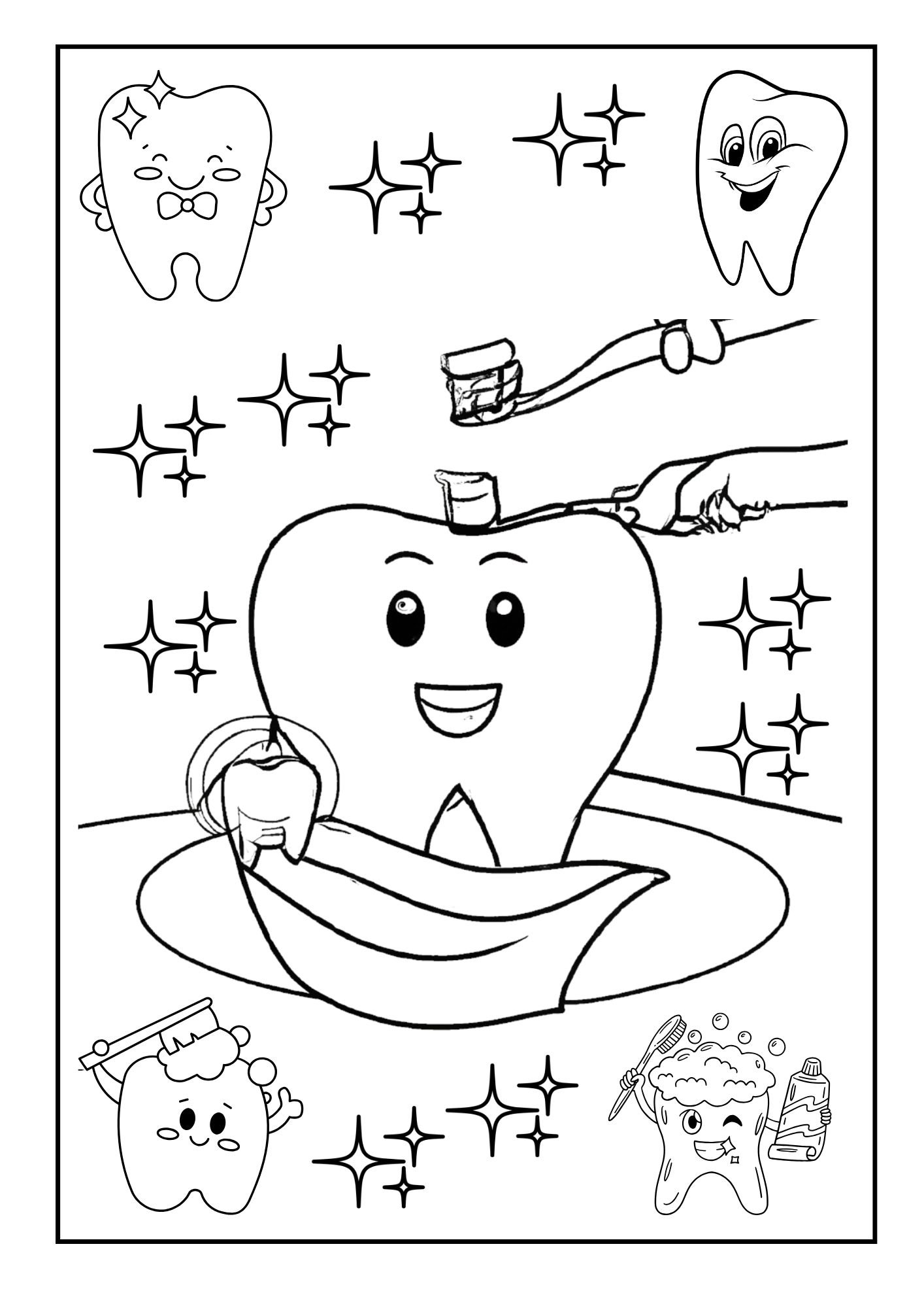 Dental Coloring Pages Dental Hygiene Routine