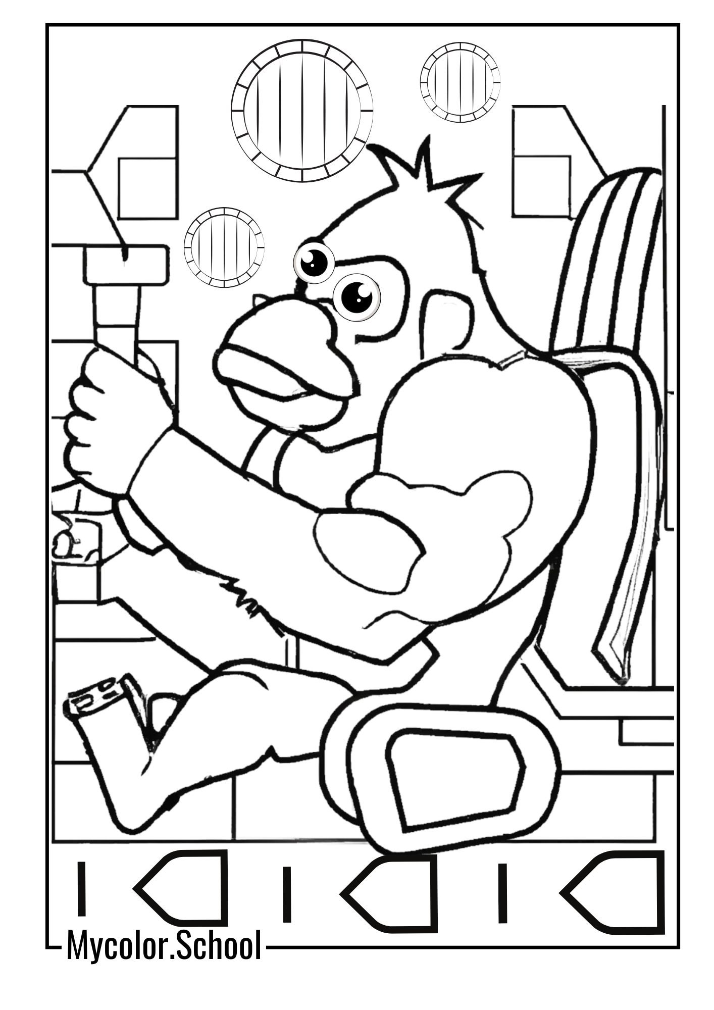 Donkey Kong Coloring Pages Repairing something