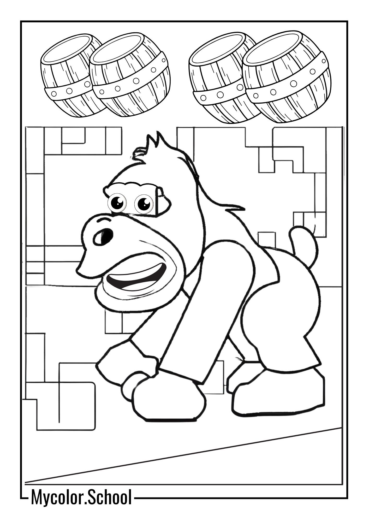 Donkey Kong Coloring Pages walking