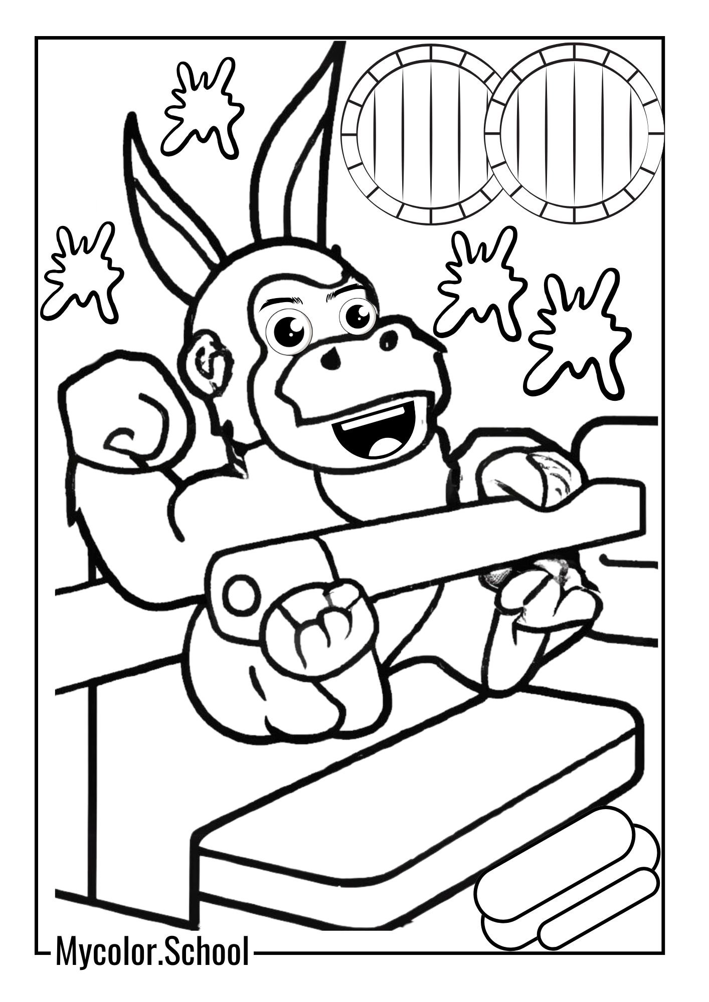 Donkey Kong Coloring Pages enjoying his leisure time