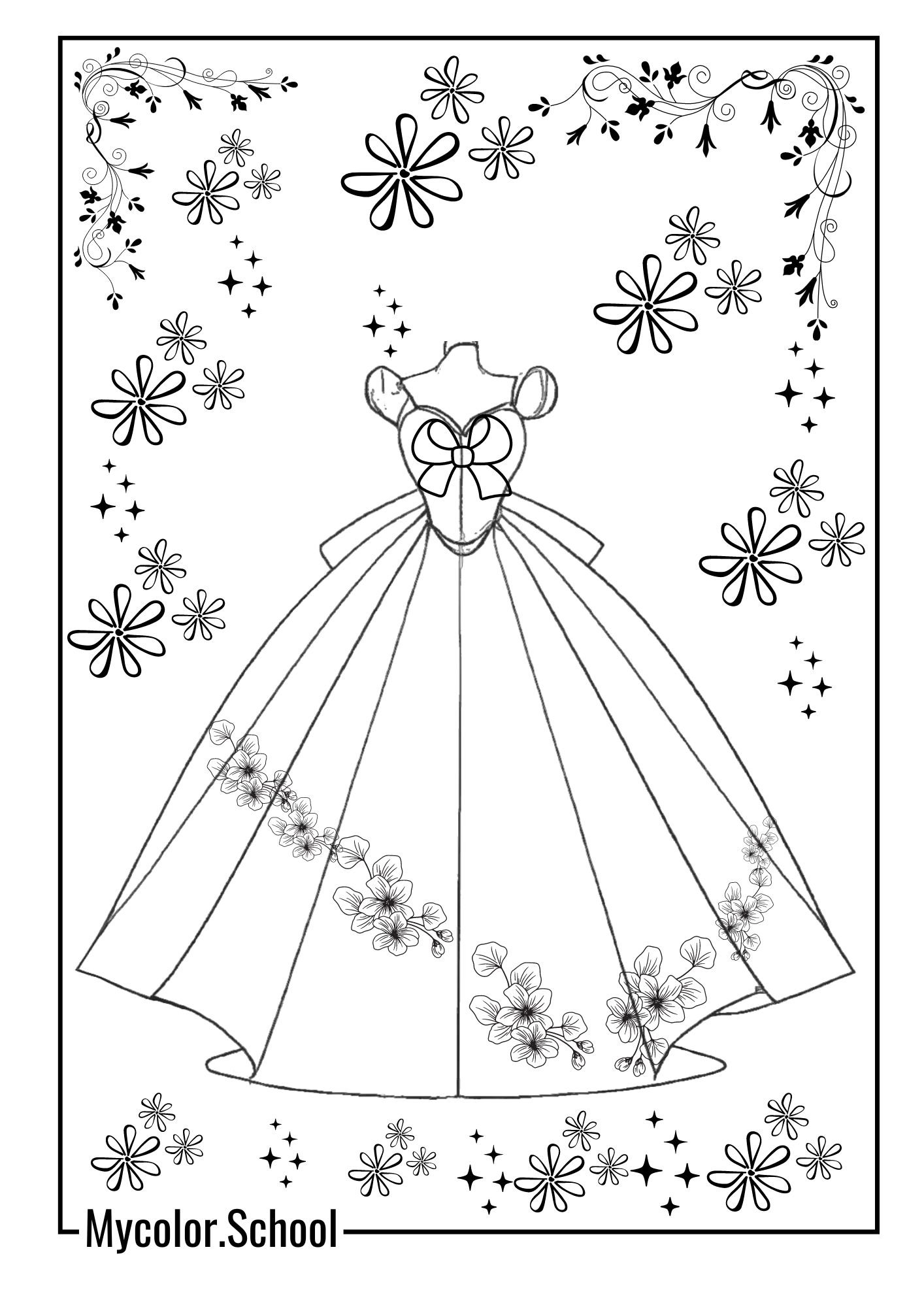 Dress Coloring Pages Beautiful Ball Gown