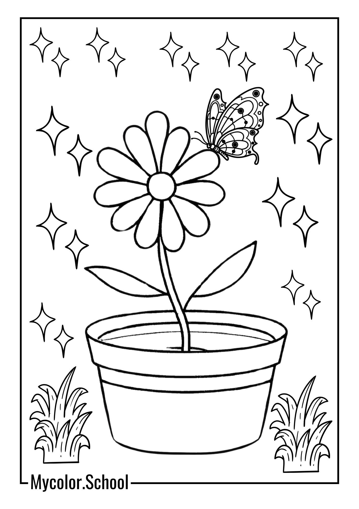 Floral Coloring Pages Little Daisy