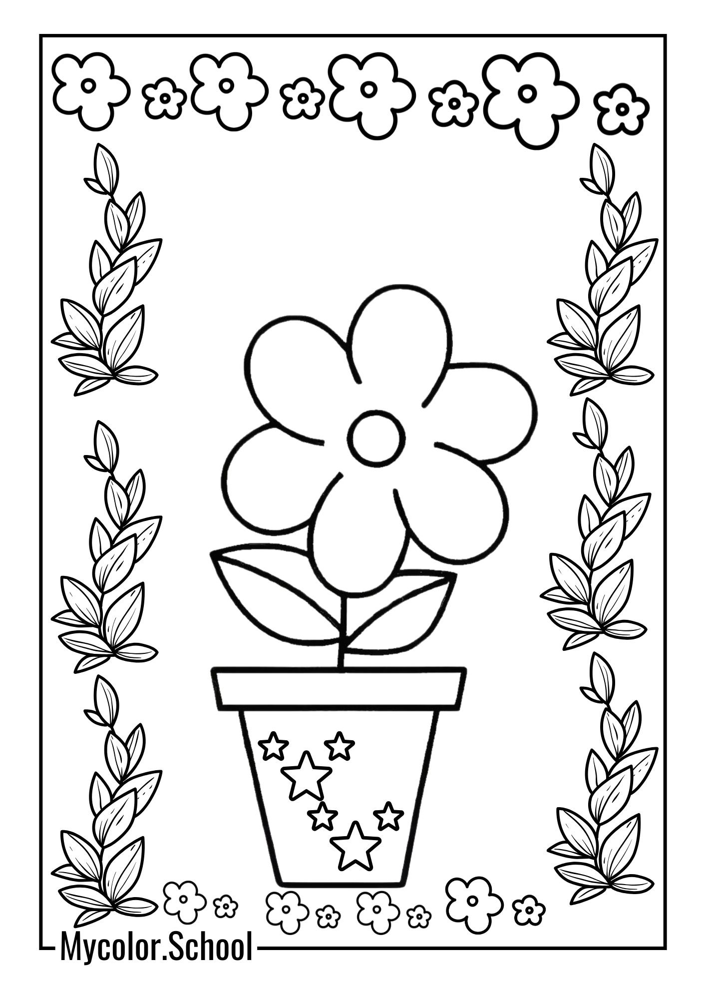 Floral Coloring Pages Cute Sunflower