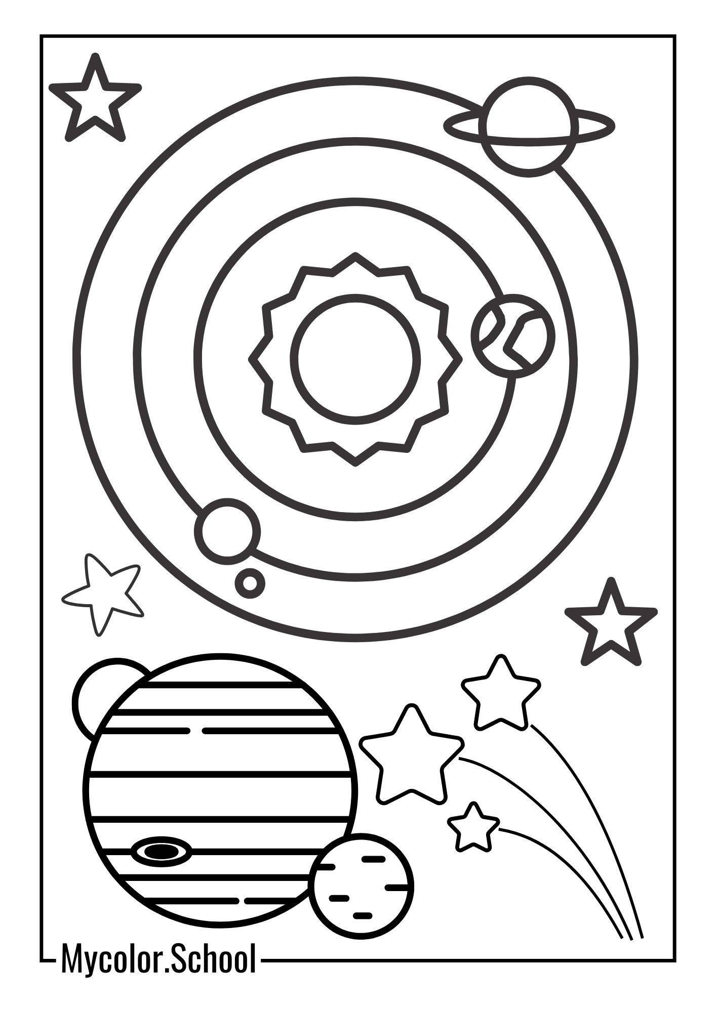 Galaxy Coloring Pages stary scene
