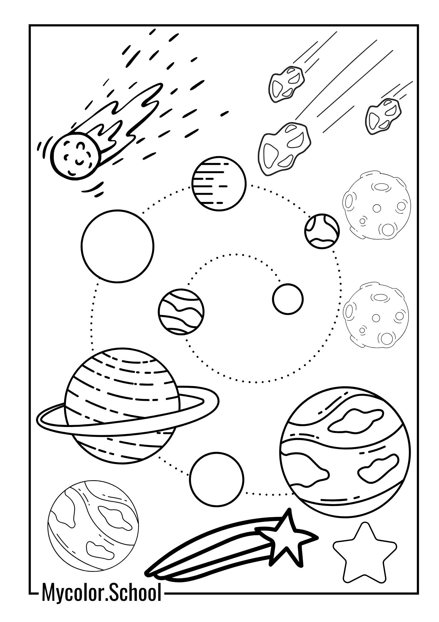 Galaxy Coloring Pages different planets