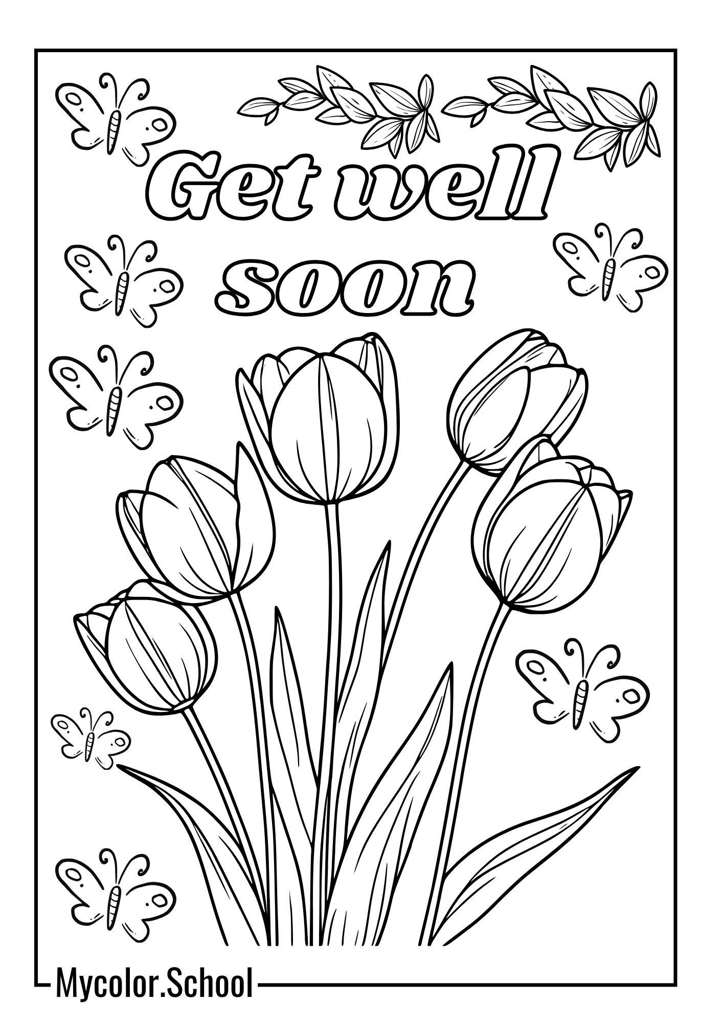 Get Well Soon Coloring Pages Tulips