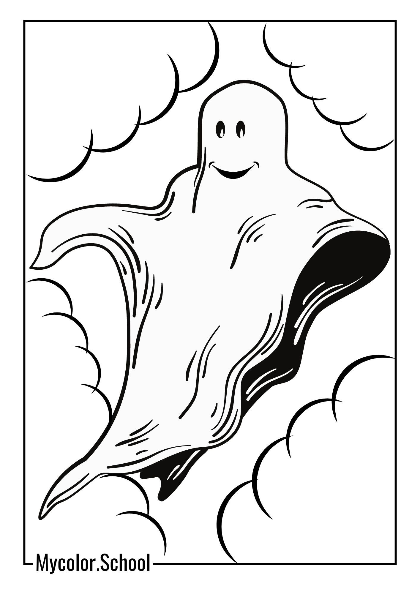 Ghost Coloring Pages smiley Ghost