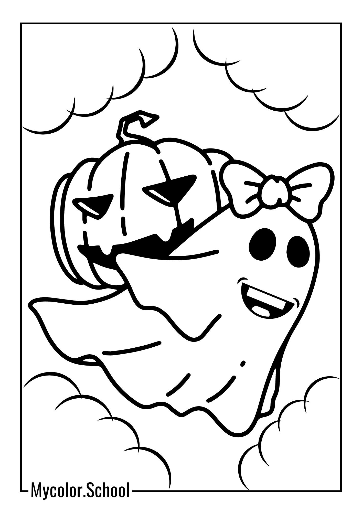 Ghost Coloring Pages cute Ghost