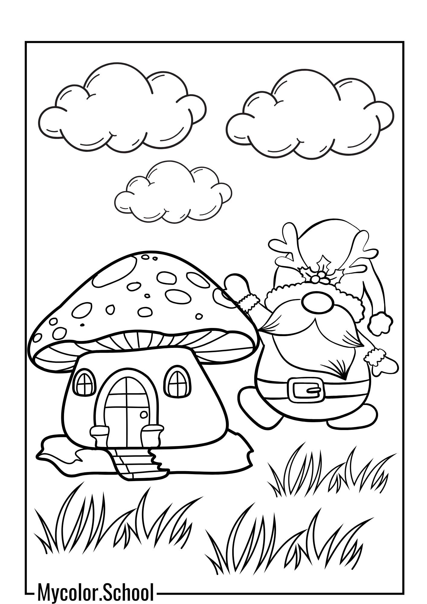 Gnome Coloring Pages happy Gnome