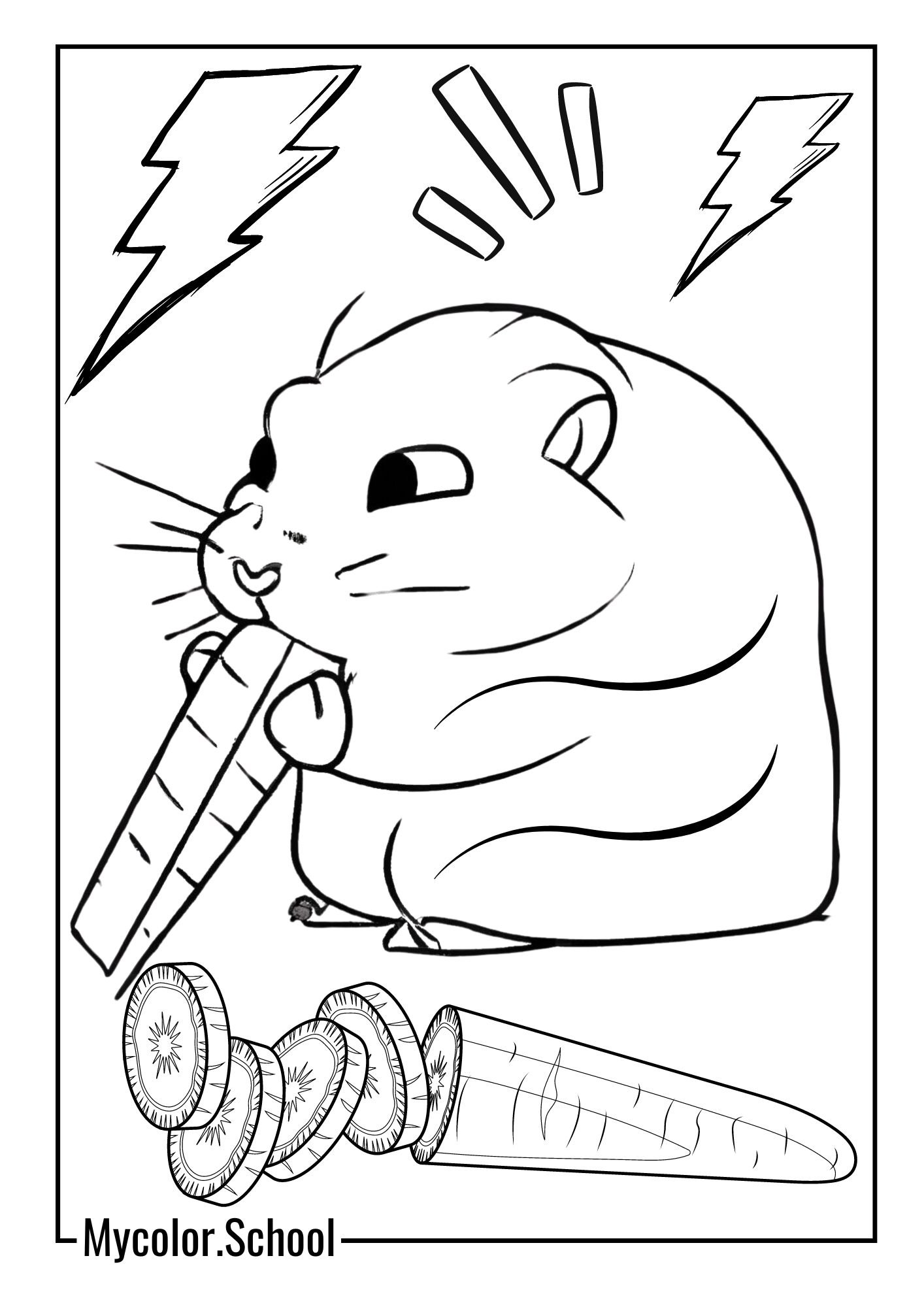 Hamster Coloring Pages eating carrot