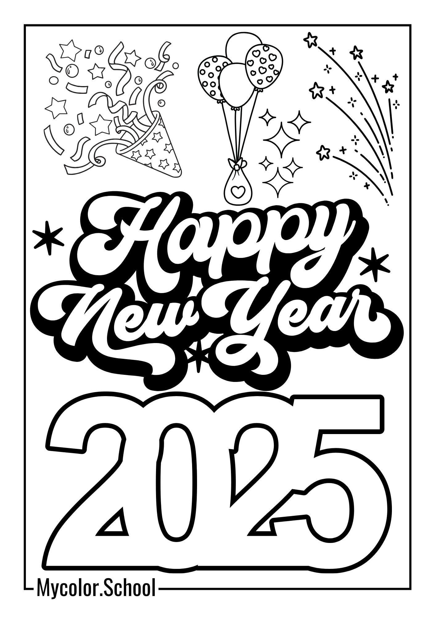 Happy New Year Coloring Pages Happy New Year
