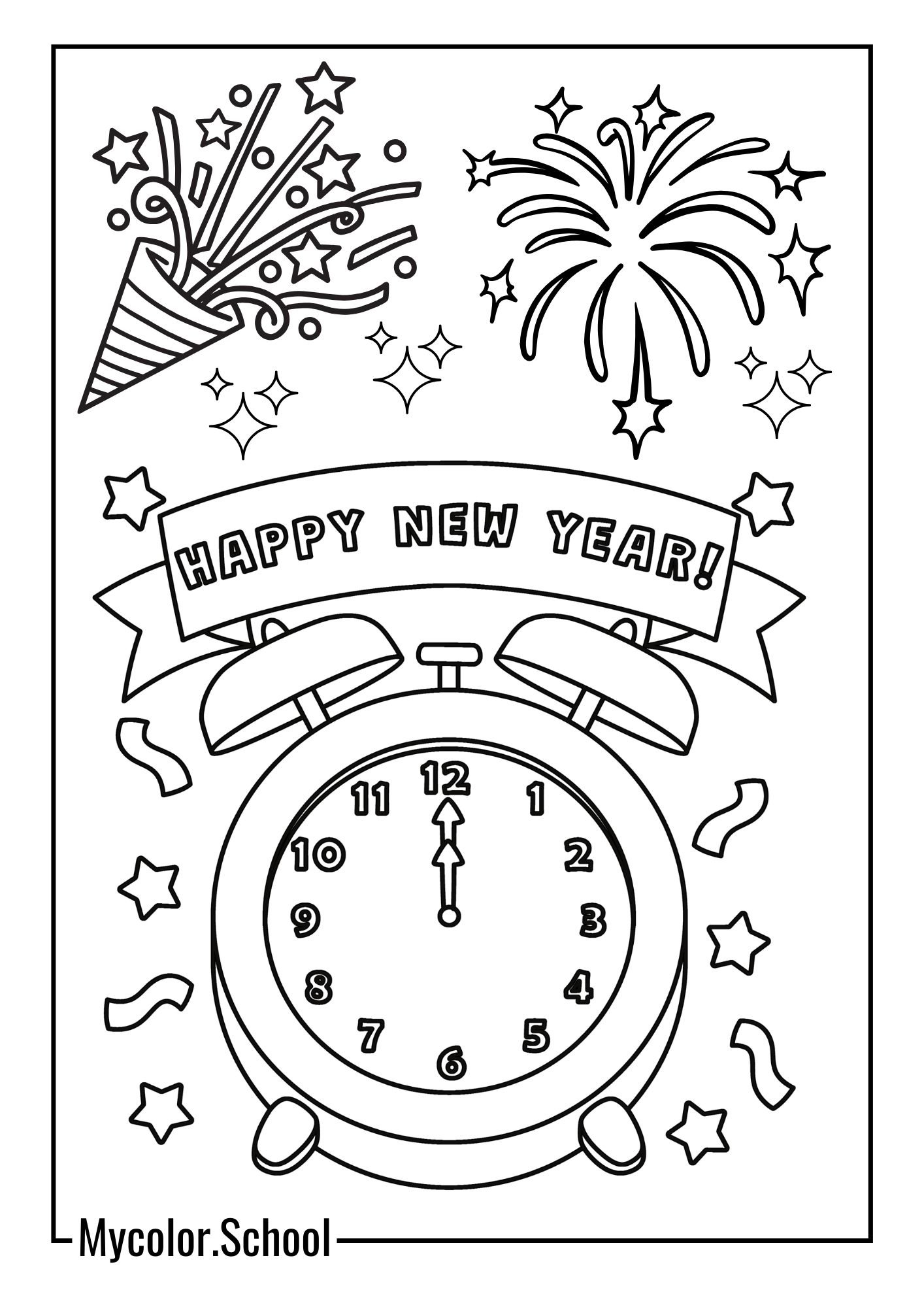 Happy New Year Coloring Pages Time of Celebration