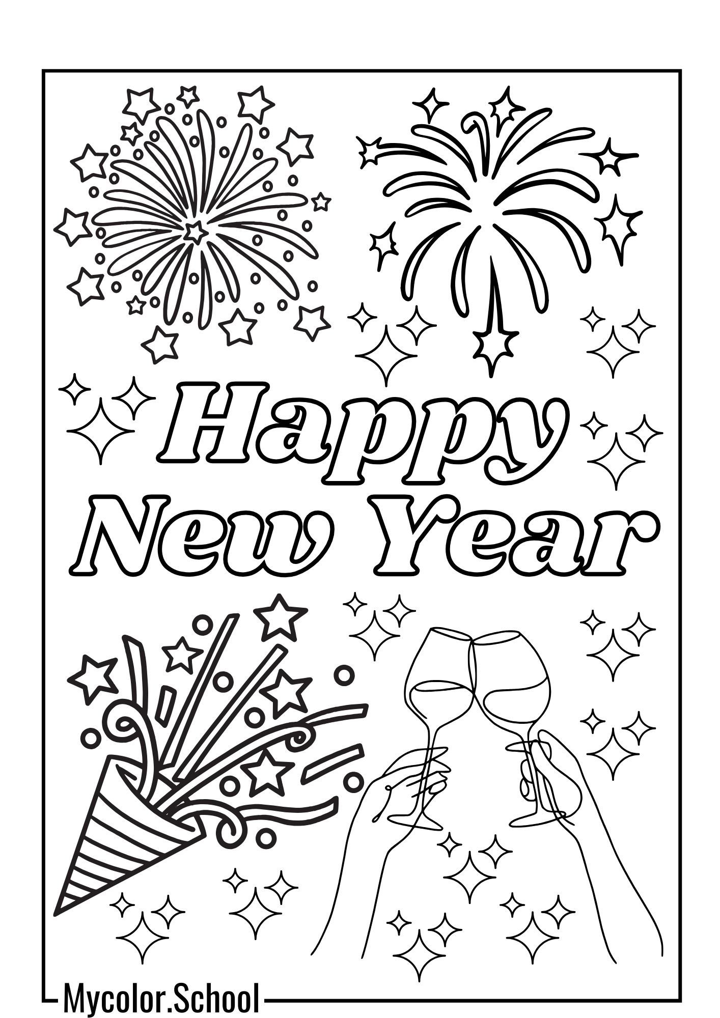 Happy New Year Coloring Pages Cheers to New Year