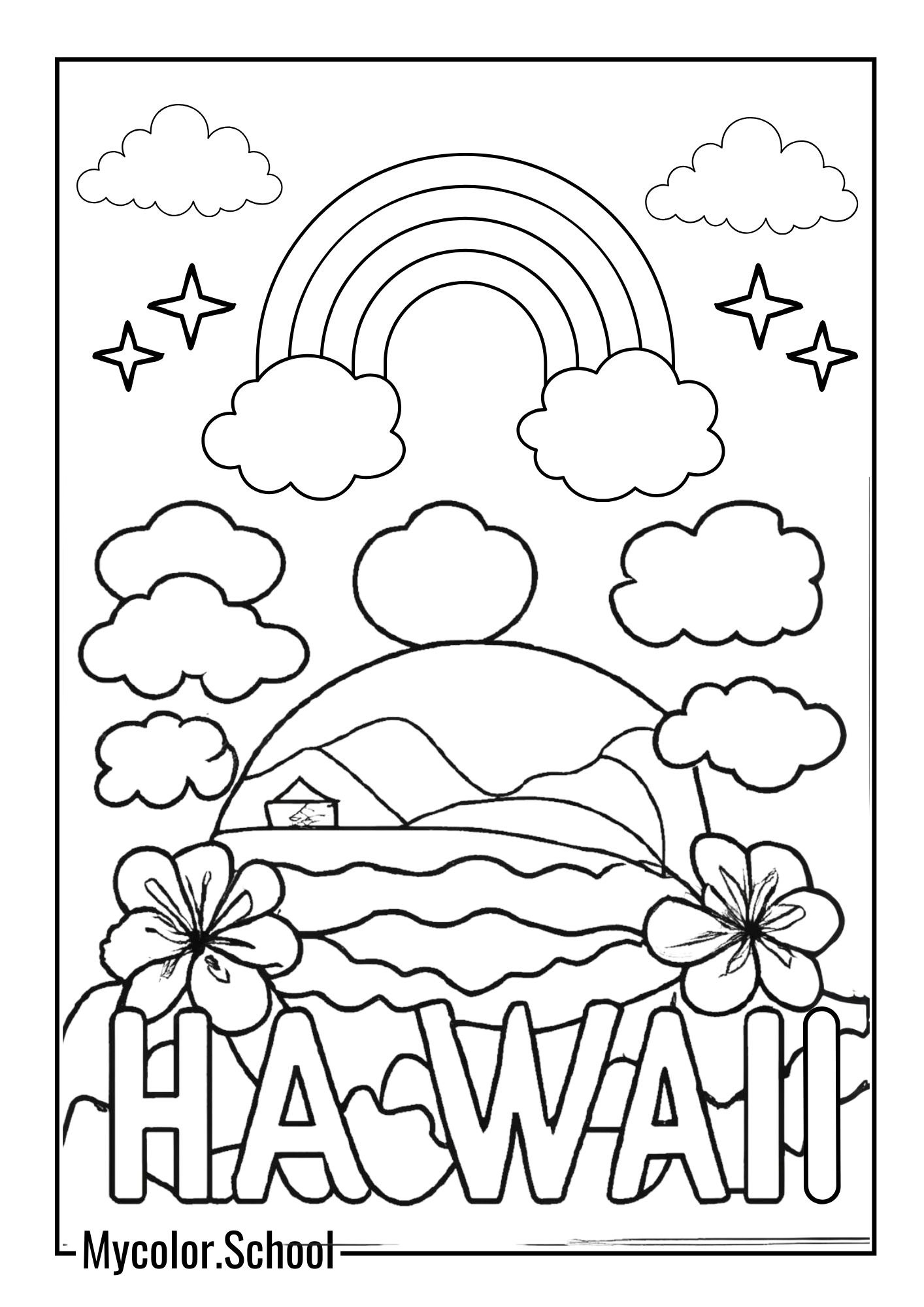 Hawaii Coloring Pages Stunning View