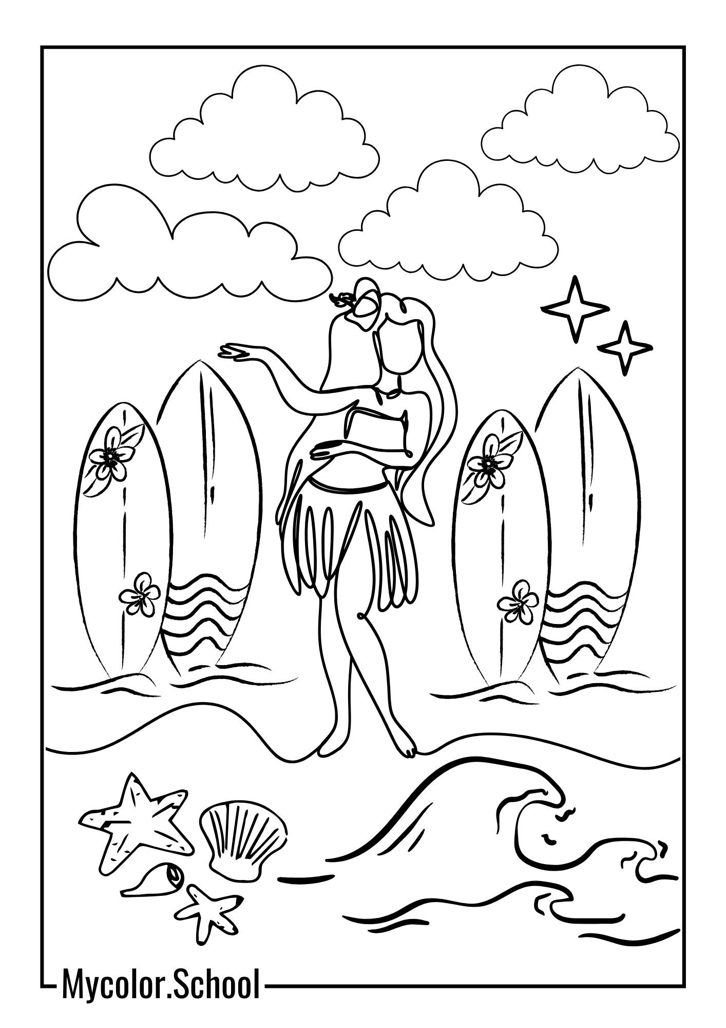 Hawaii Coloring Pages Adorable costume