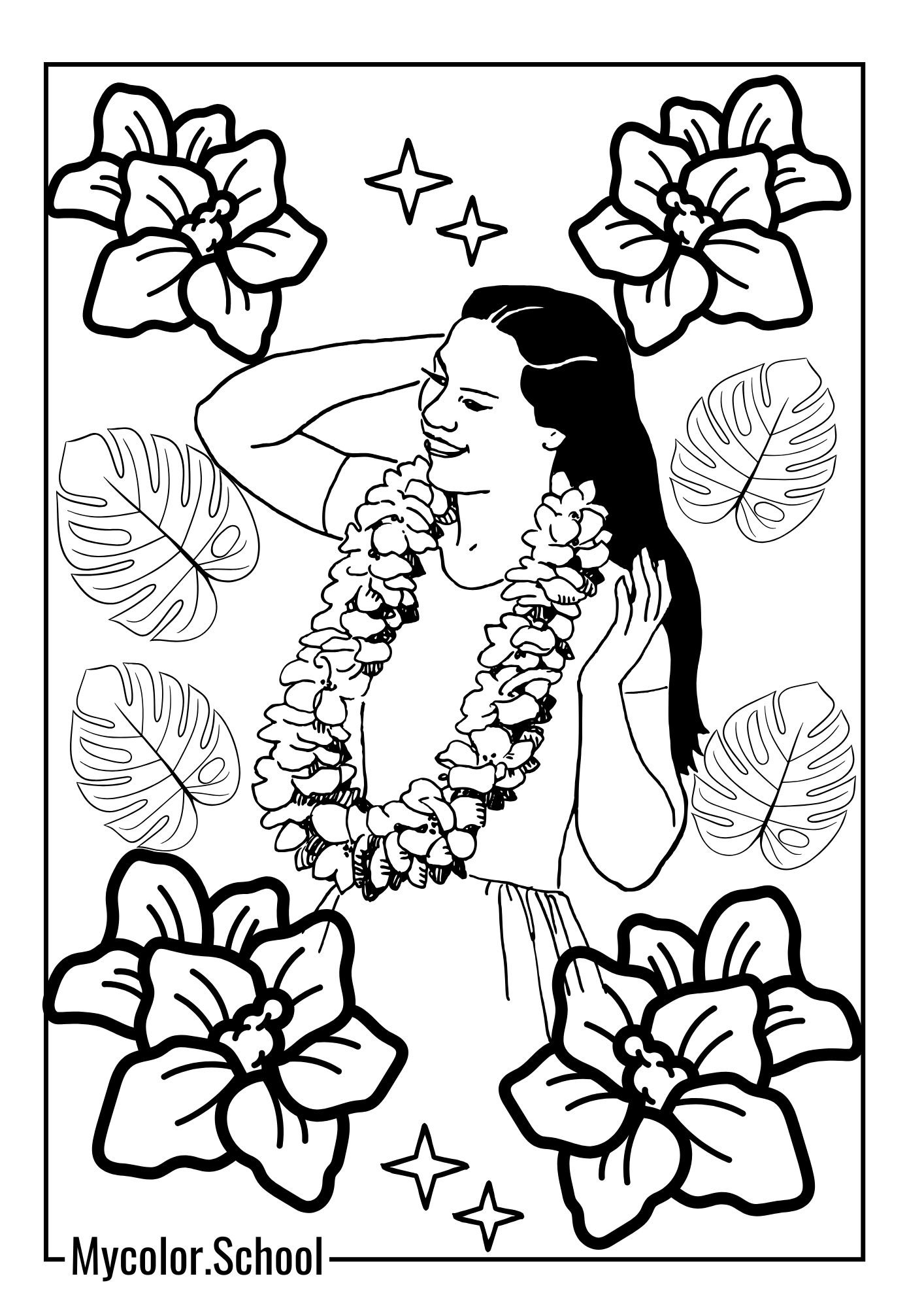 Hawaii Coloring Pages Adorable smile