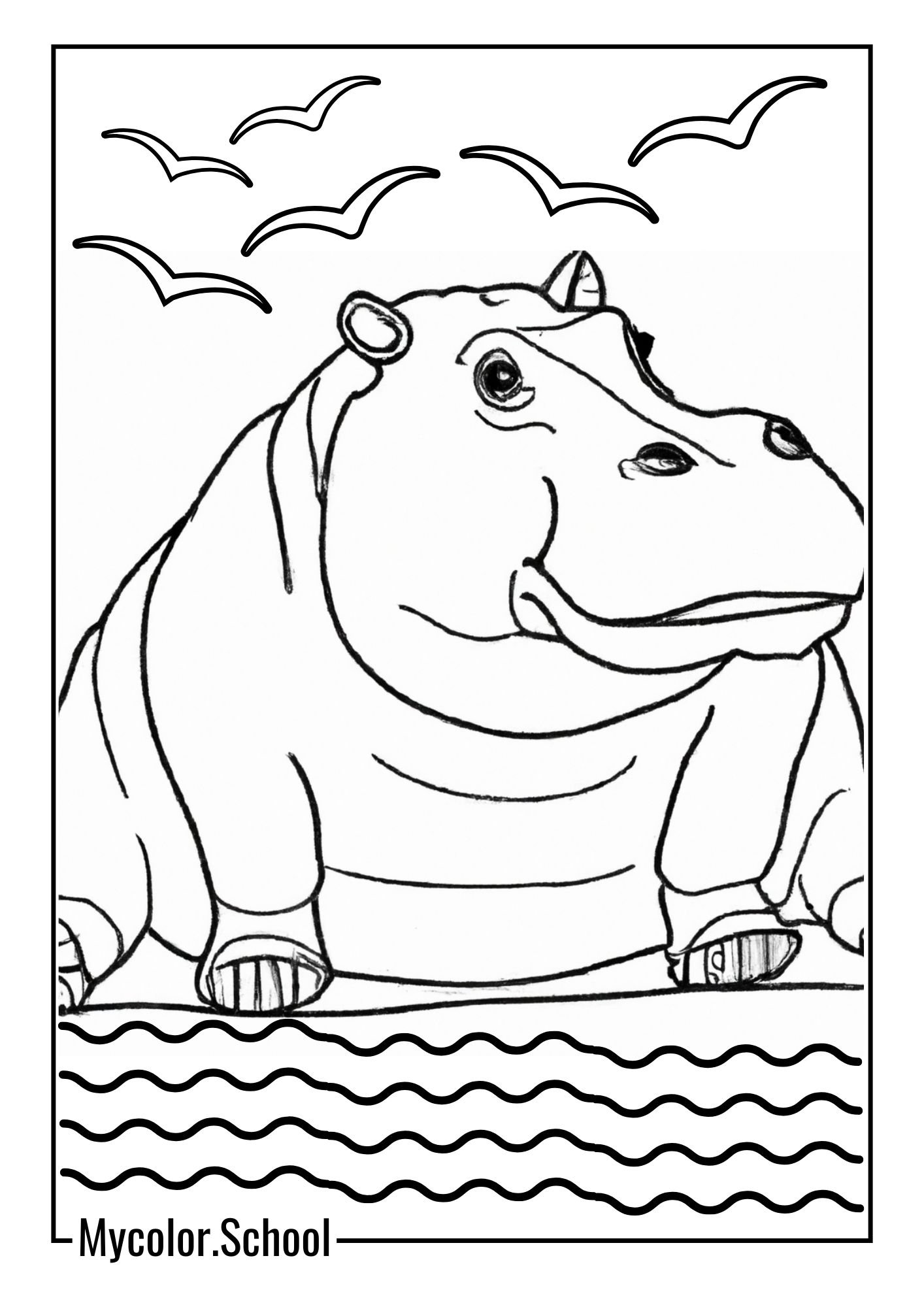 Hippo Coloring Pages Protective Hippo