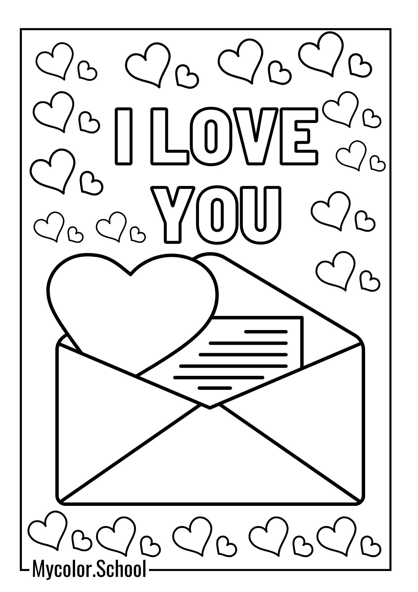 I love You Coloring Pages Letter of love