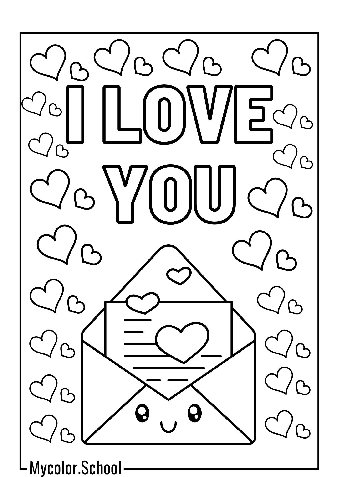 I love You Coloring Pages Envelope