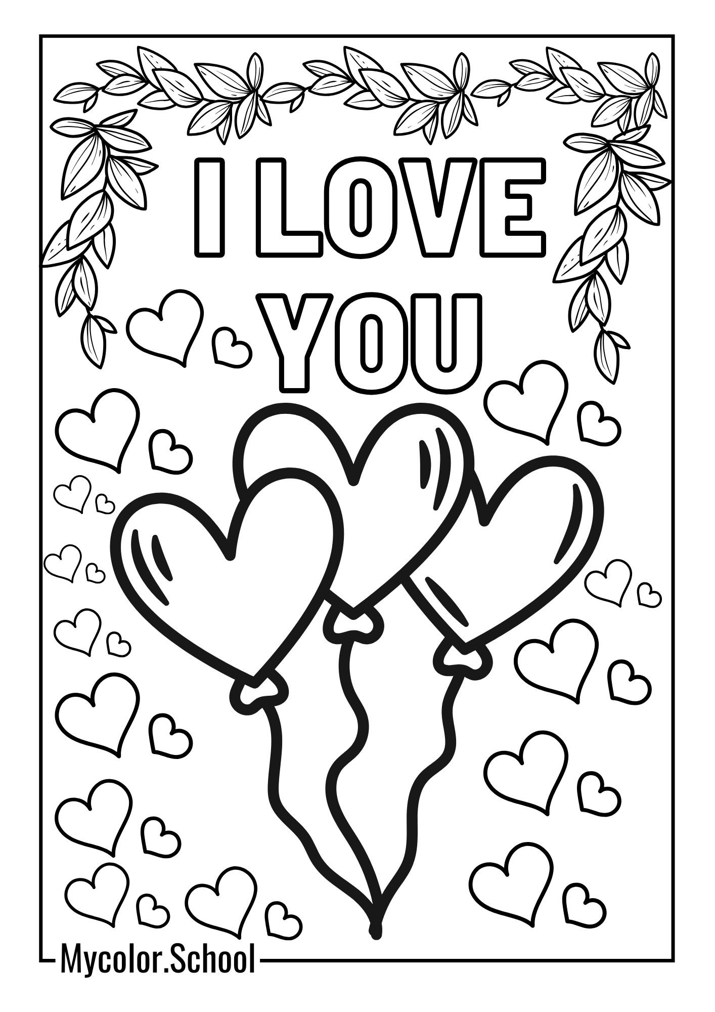 I love You Coloring Pages hearts