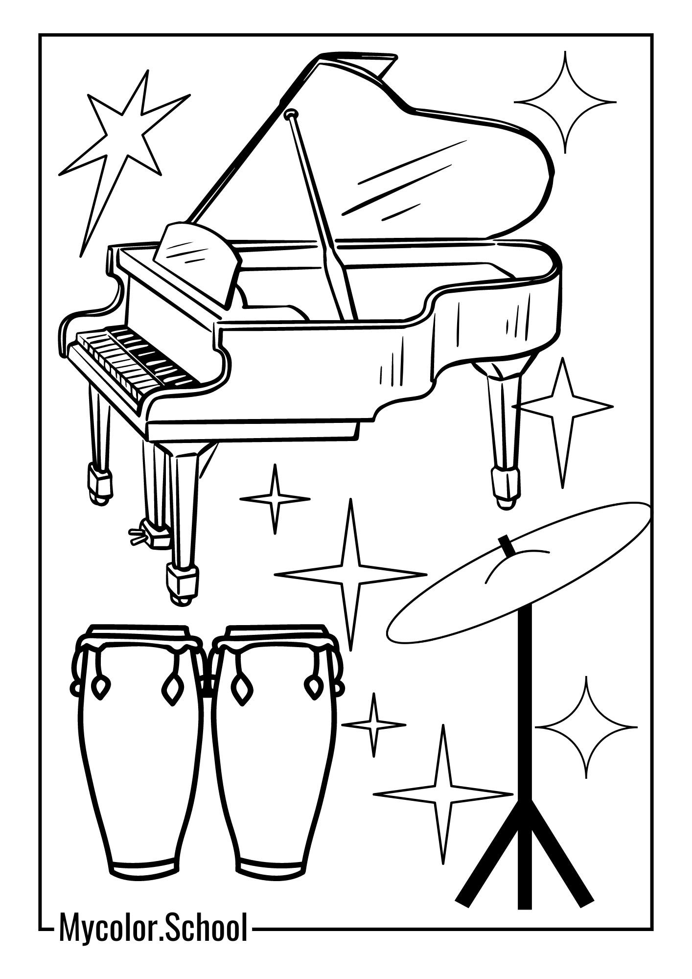 Instrument Coloring Pages Brightly tuned