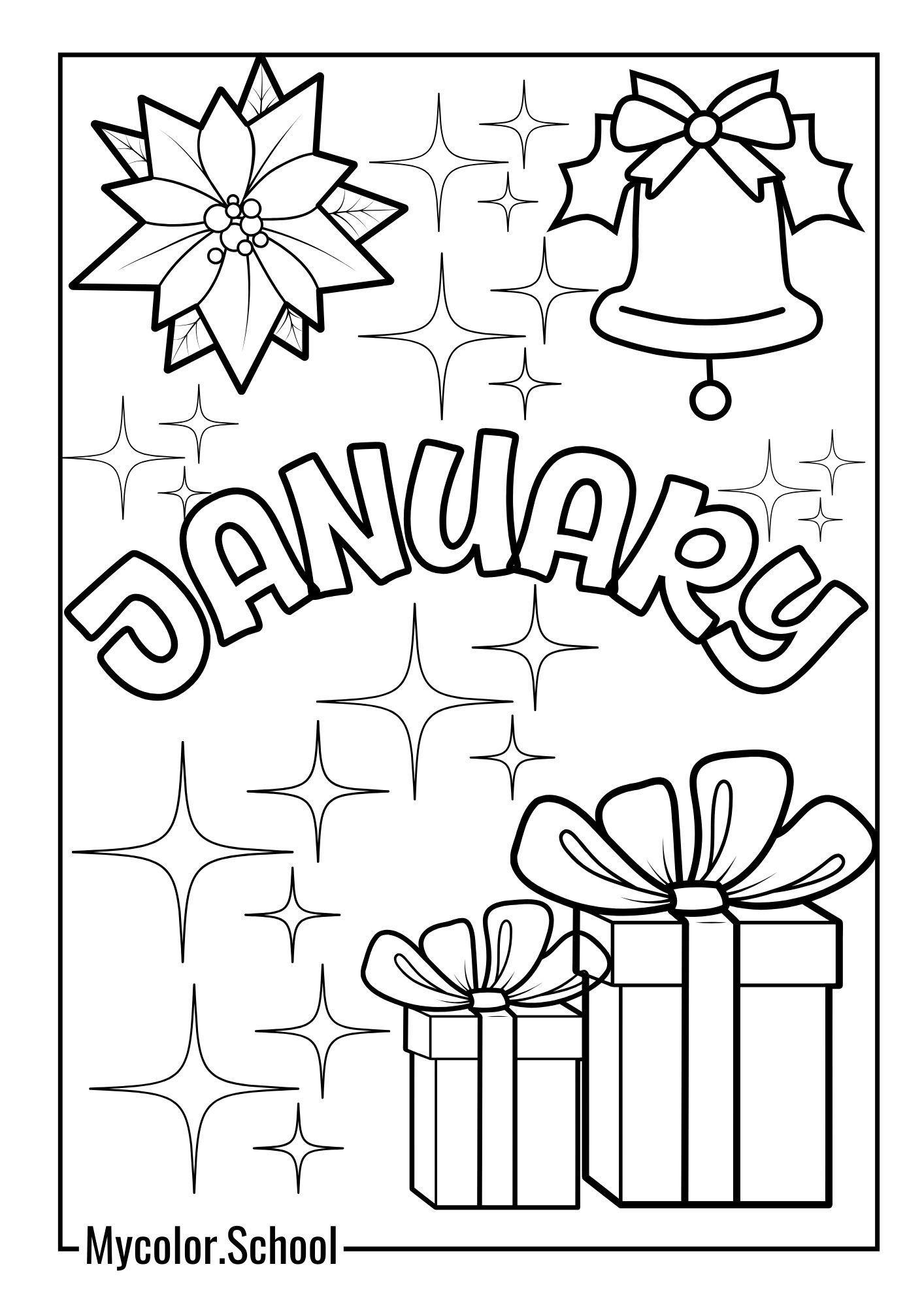 January Coloring Pages cute theme