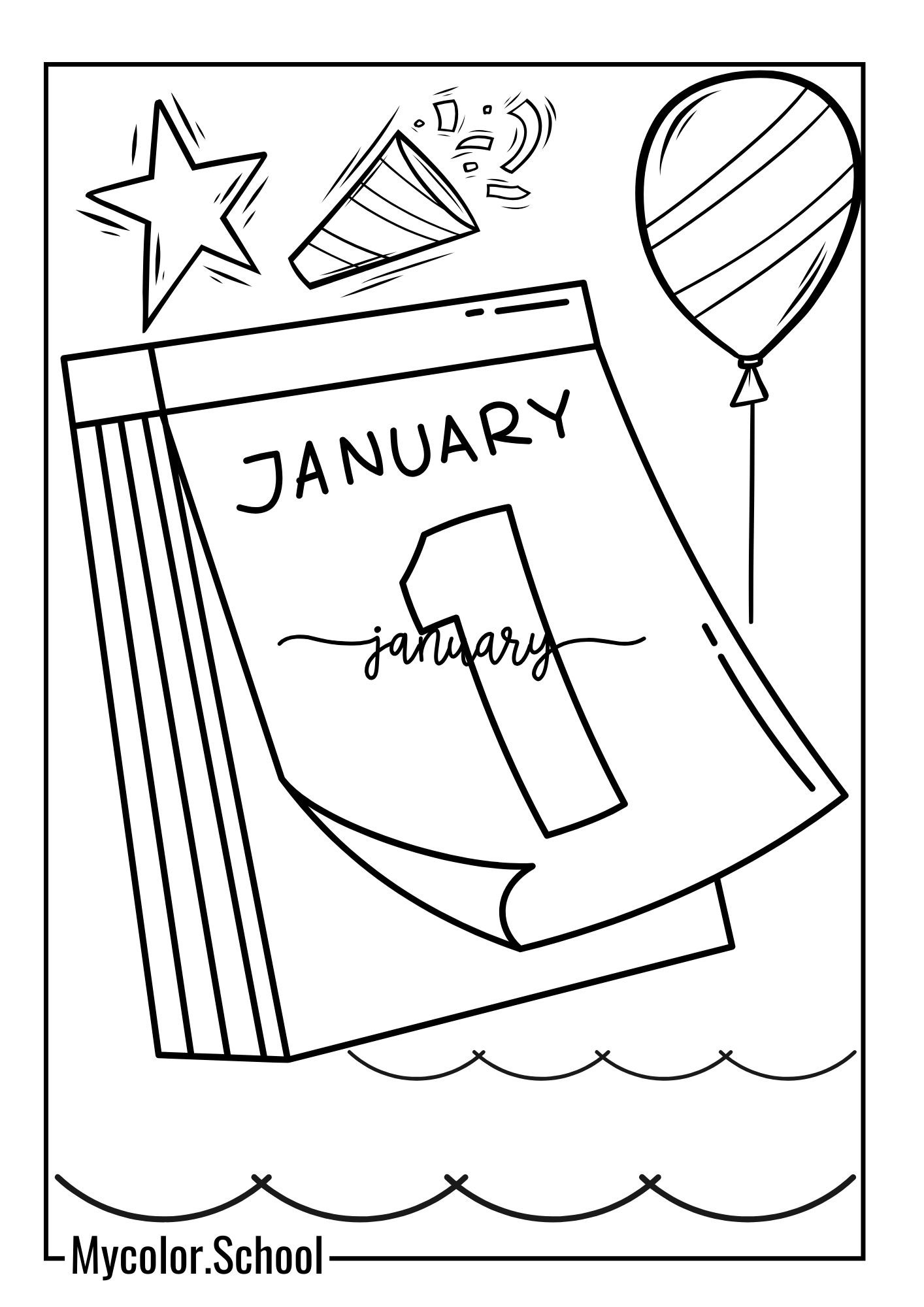 January Coloring Pages simple theme