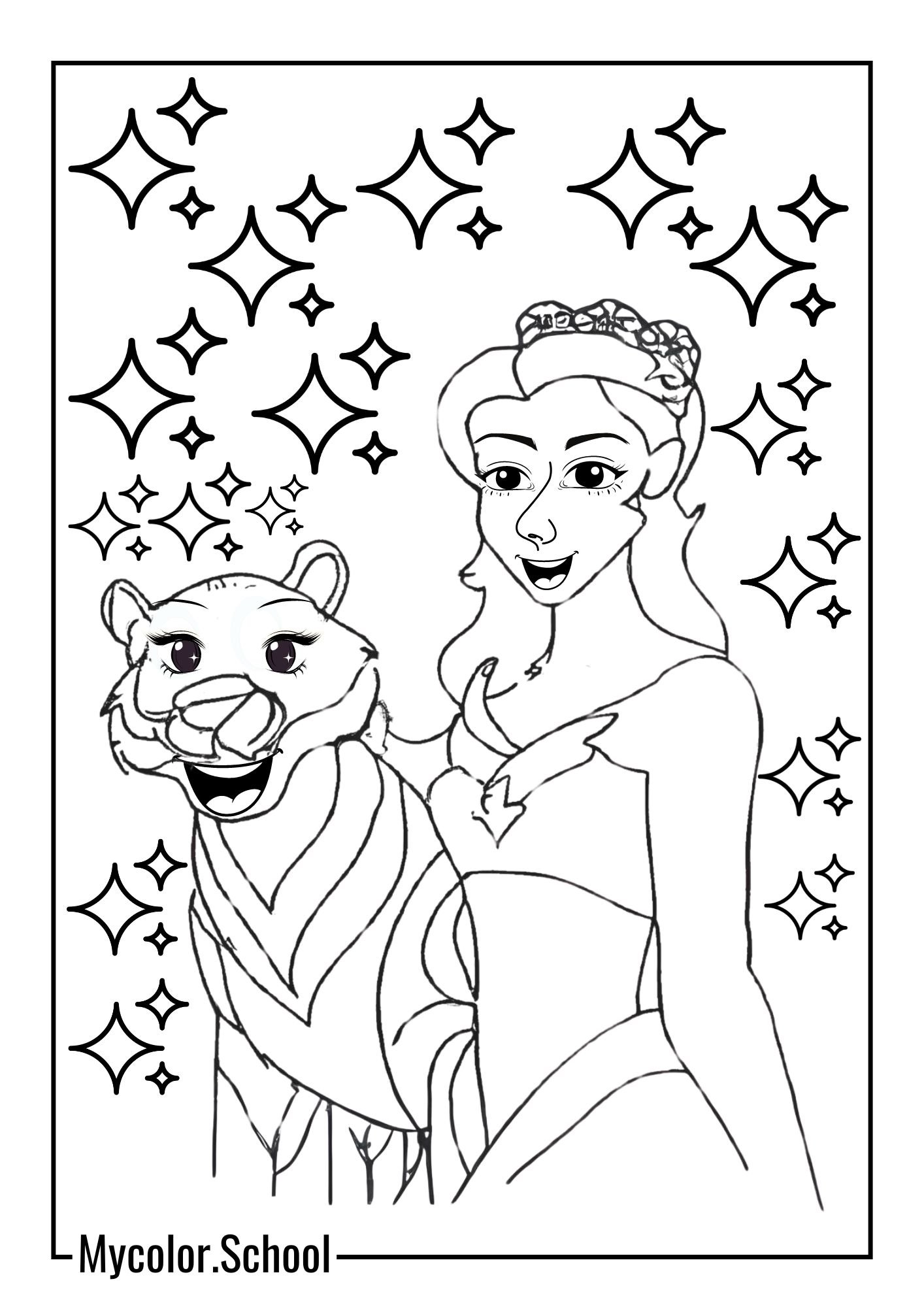 Jasmine Coloring Pages cute friends