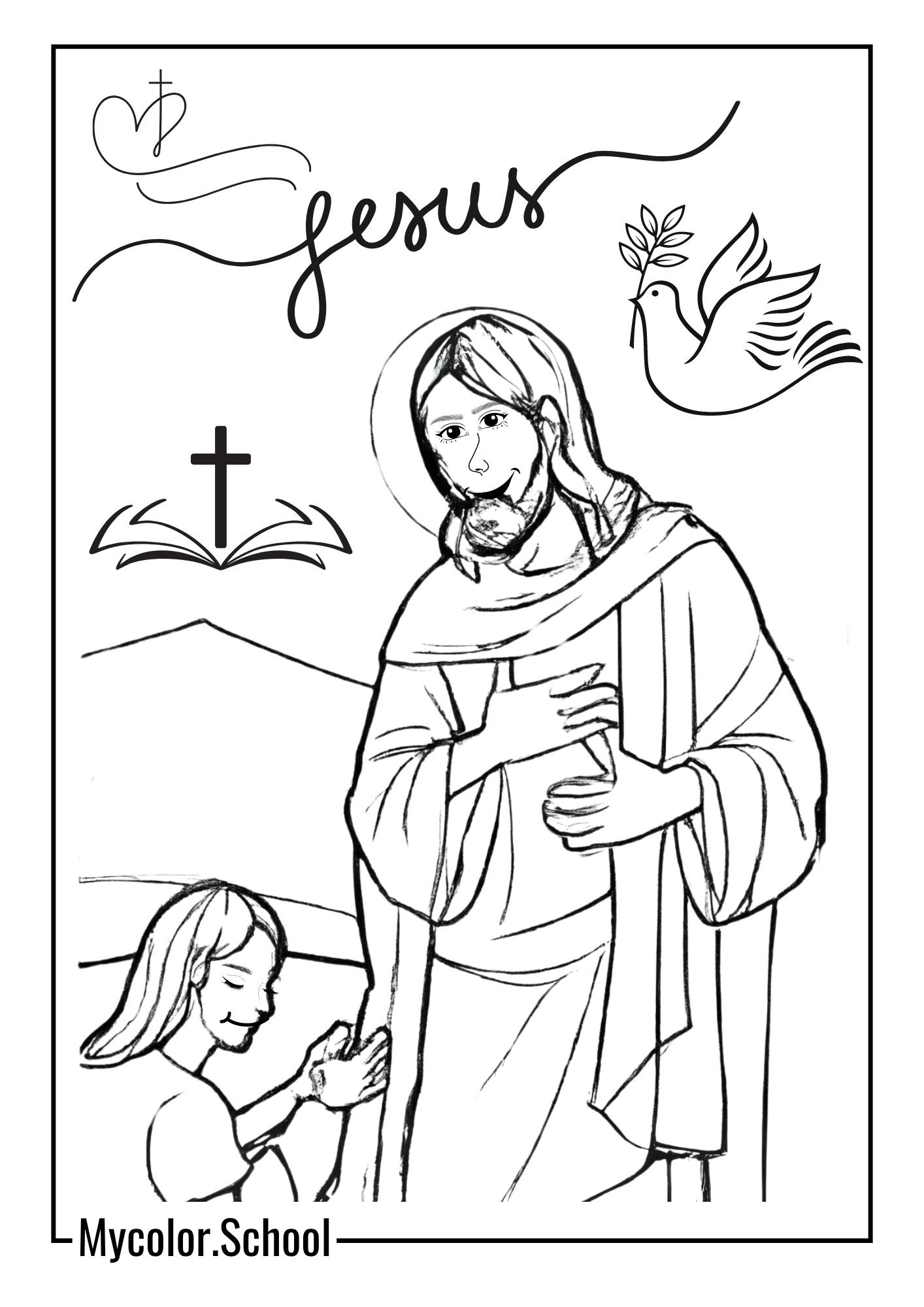Jesus Coloring Pages HELPFUL GOD