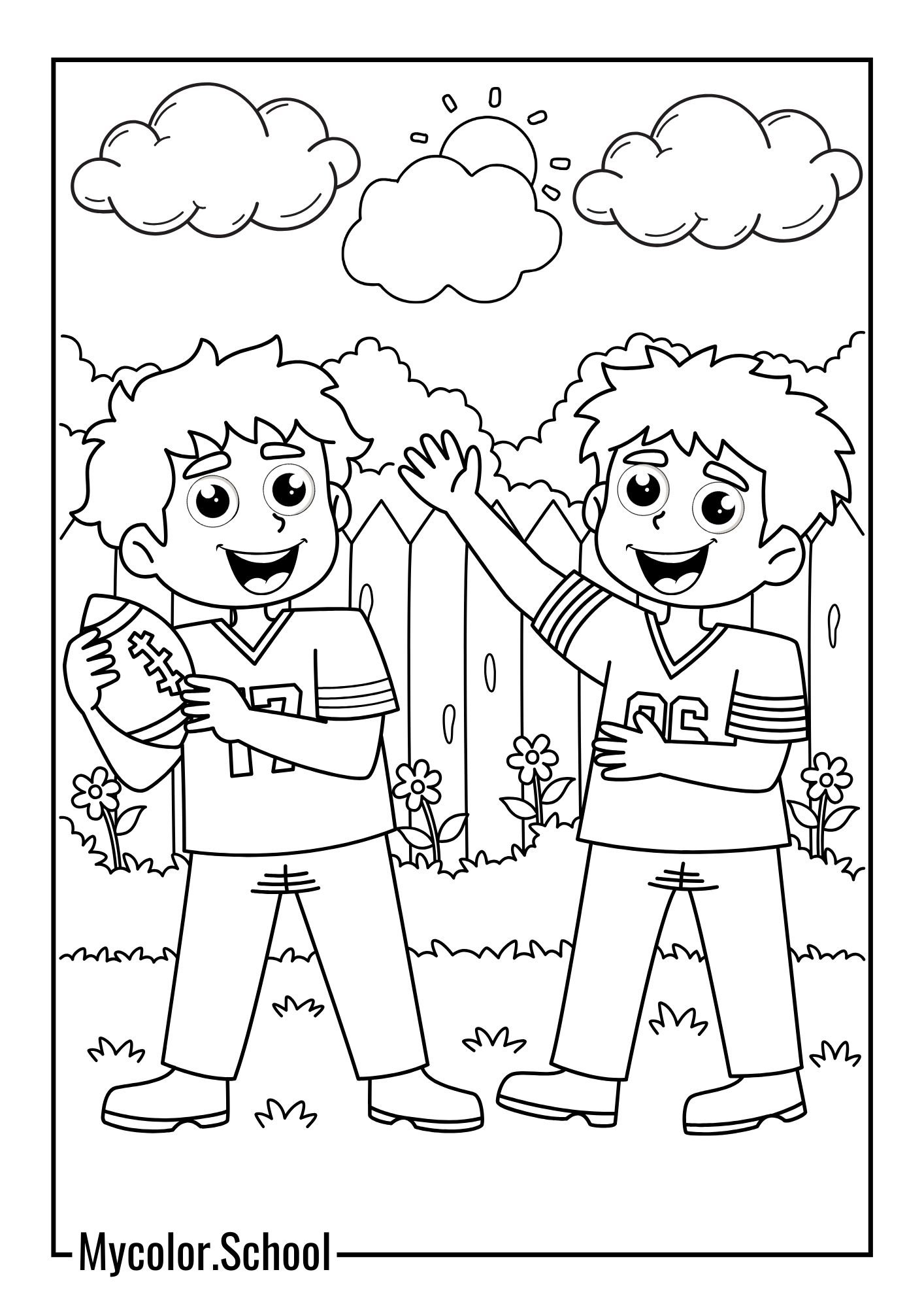 Kid Coloring Pages sporty friend