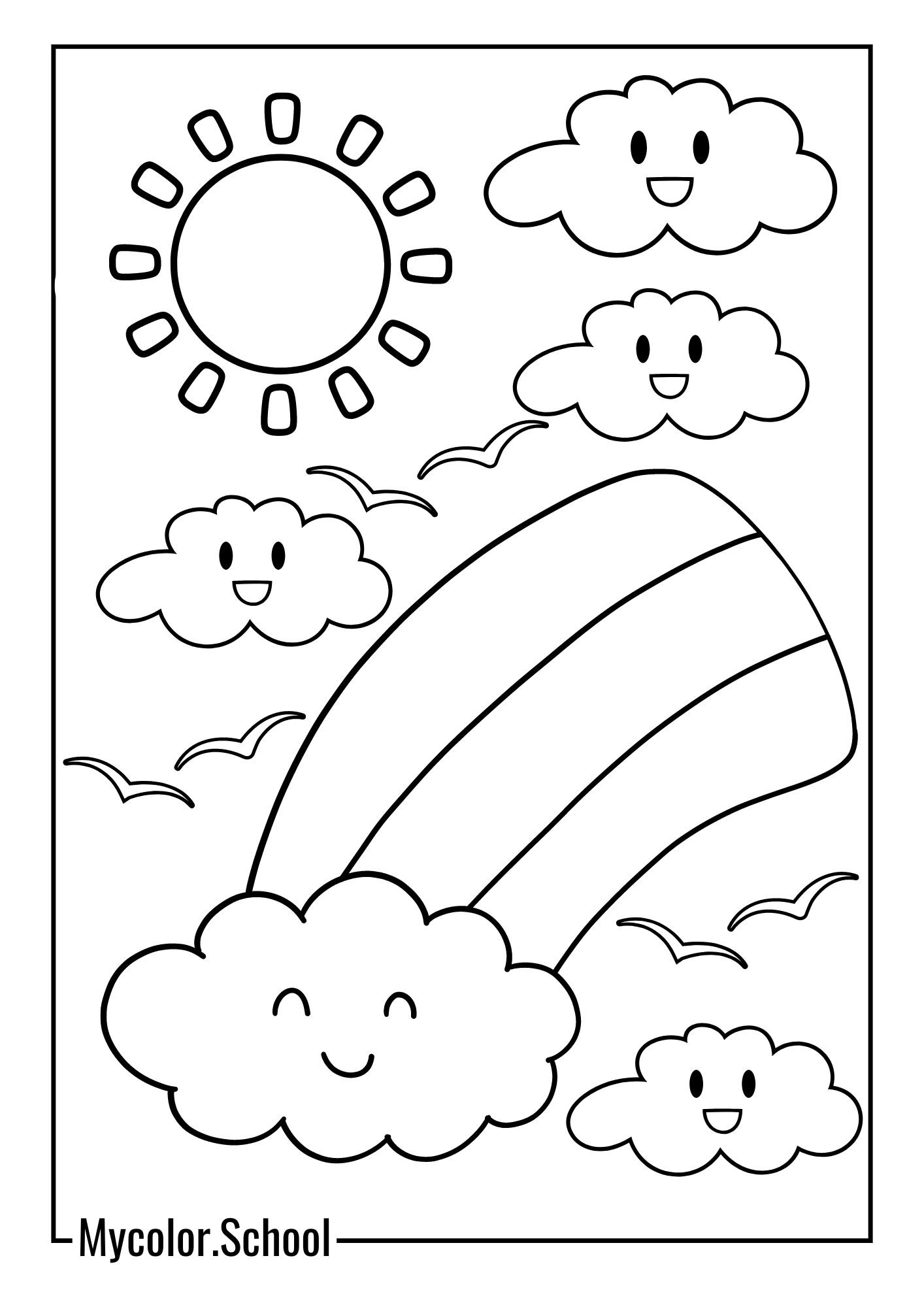 Kindergarten Coloring Pages cute clouds
