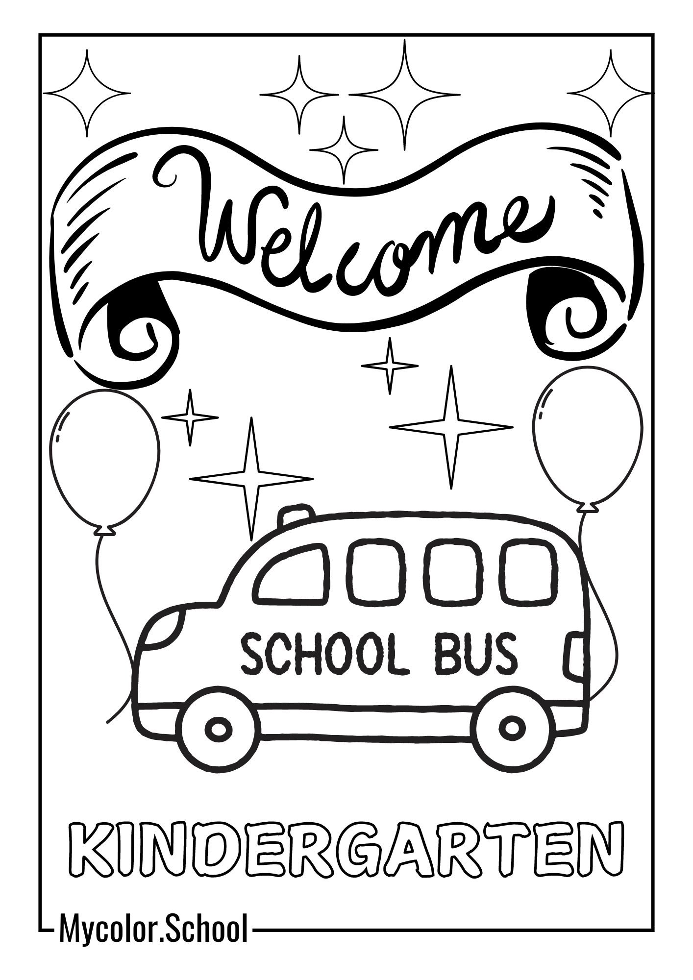 Kindergarten Coloring Pages school bus