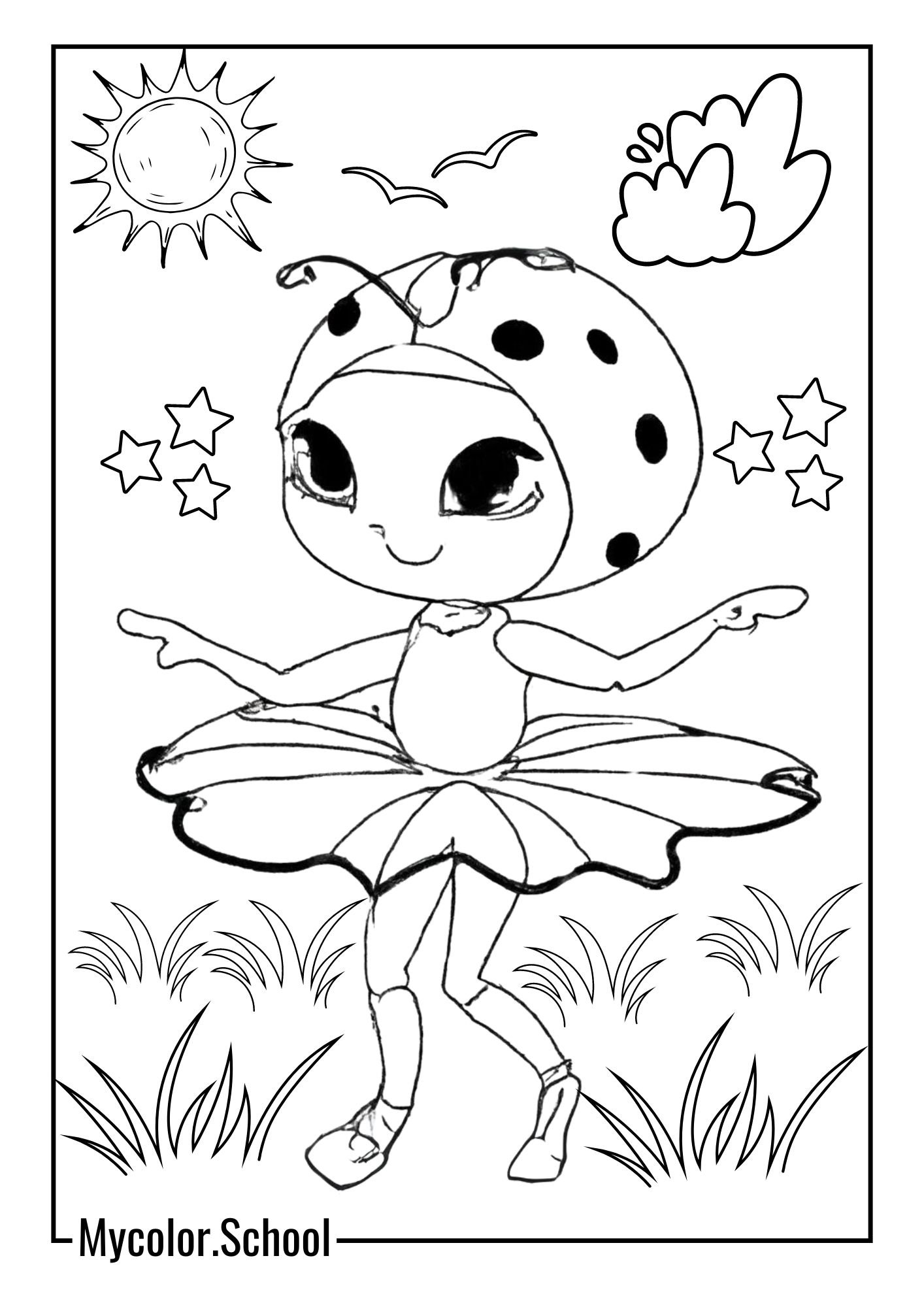 Ladybug Coloring Pages ladybug dressed up as a ballerina