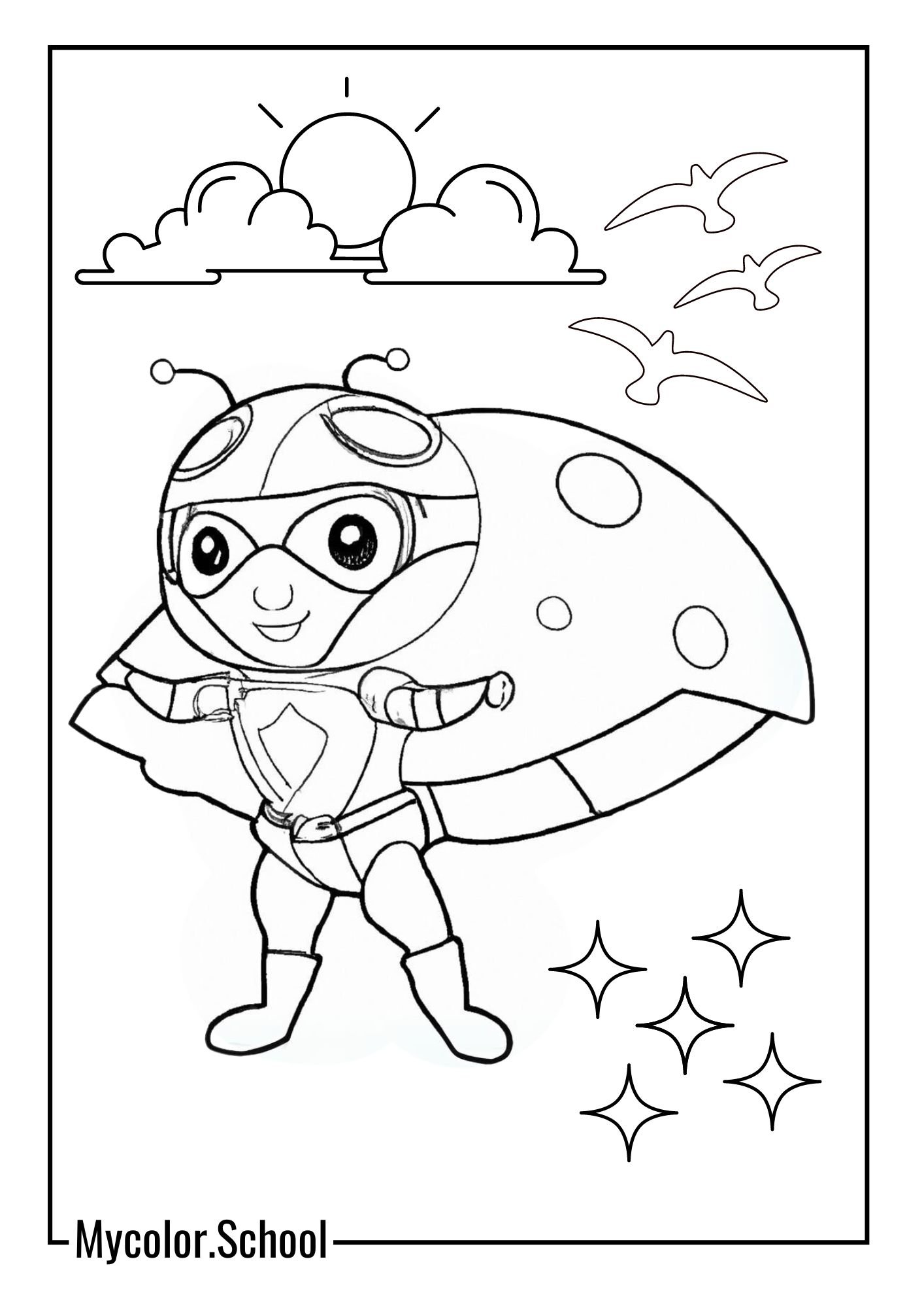 Ladybug Coloring Pages ladybug dressed up as a superhero