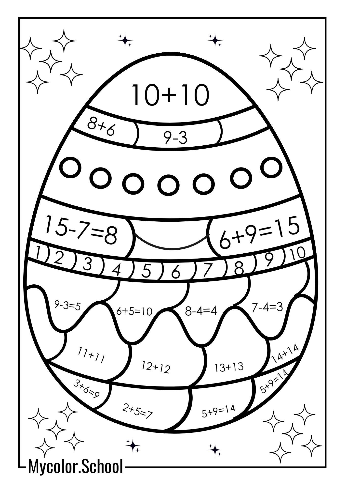 Math Coloring Pages adorable egg with full of calculations