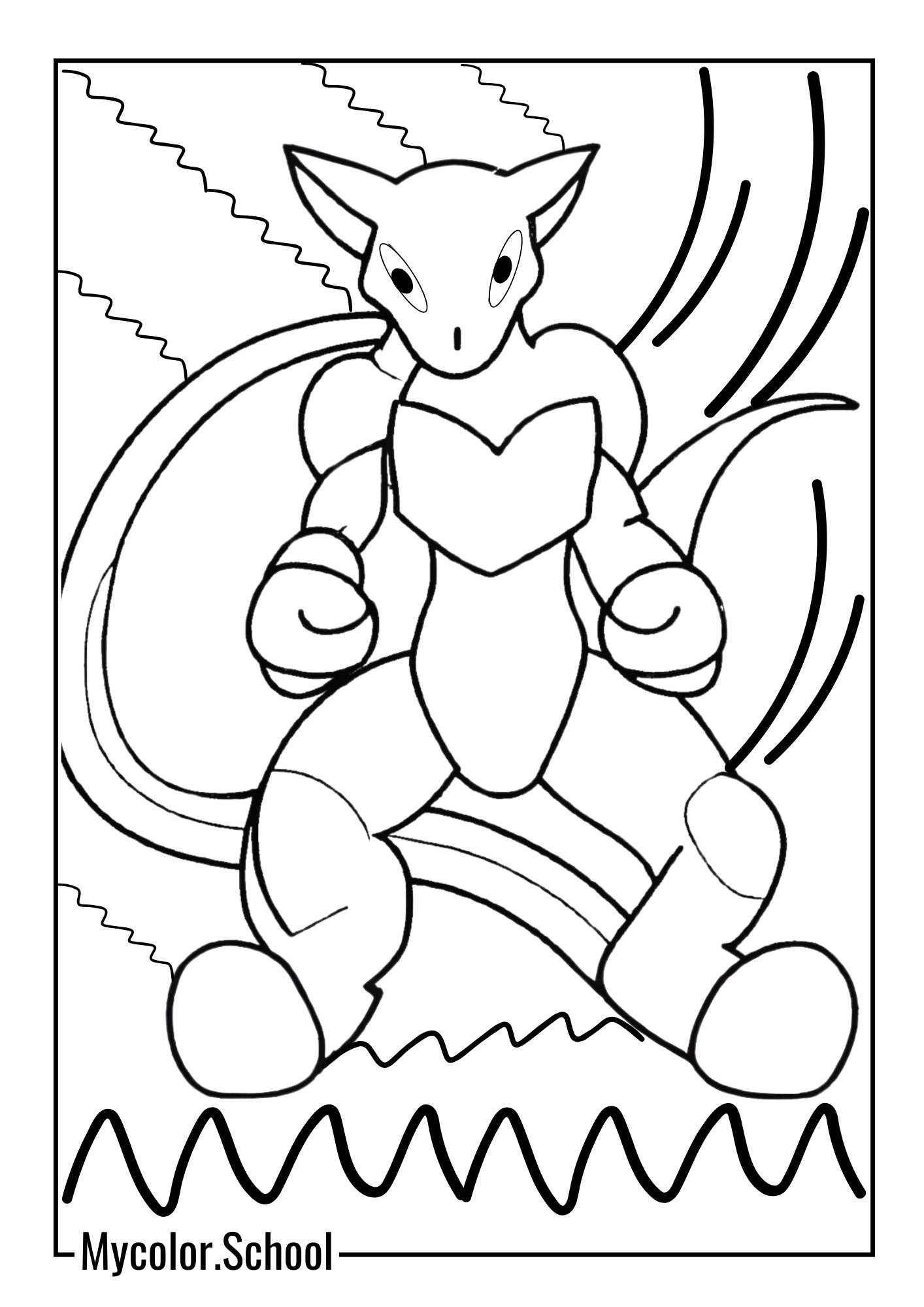Mewtwo Coloring Pages strong one