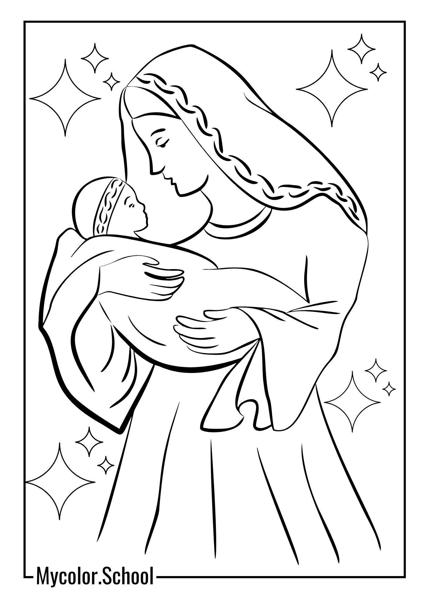 Nativity Coloring Pages loving mother