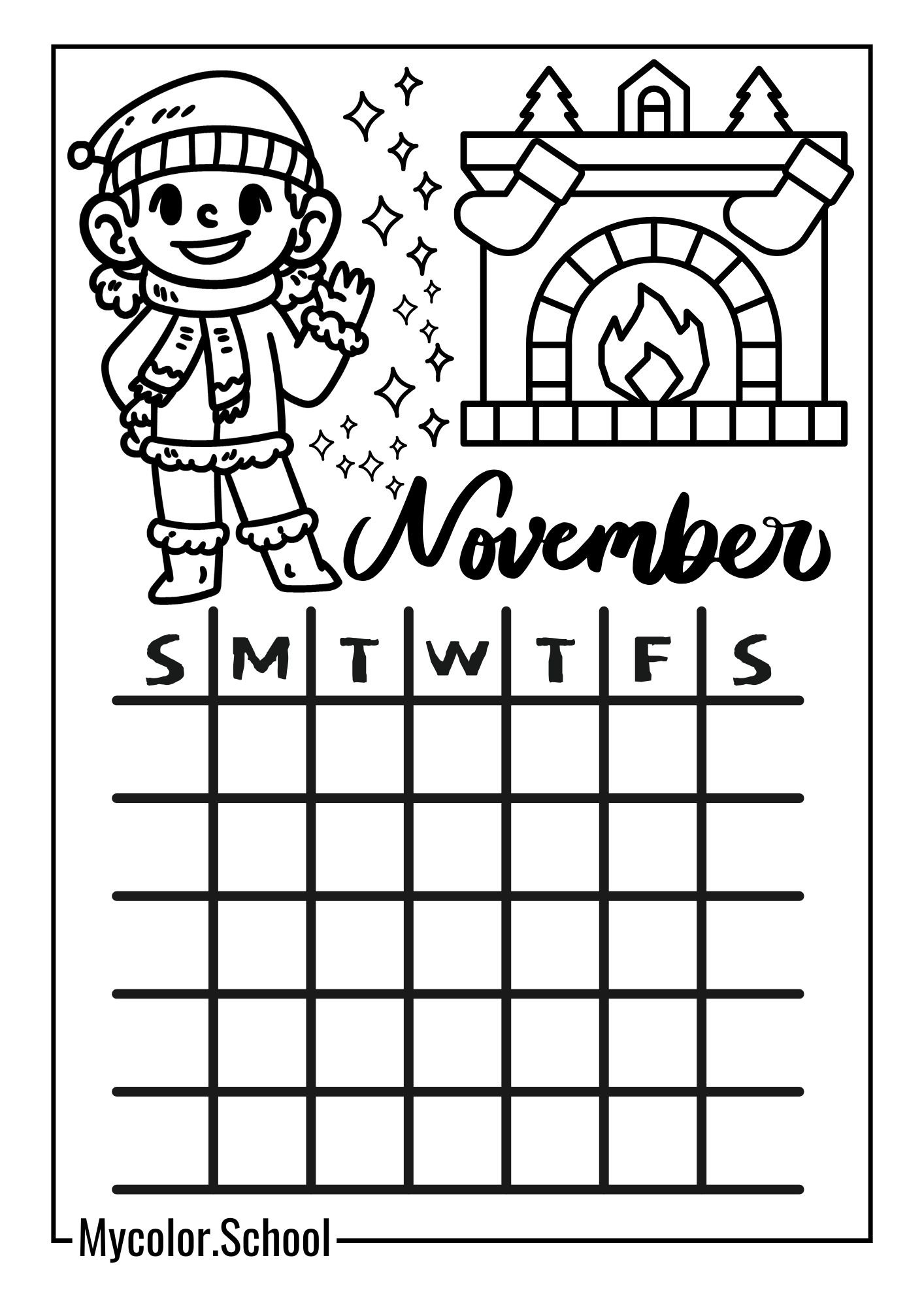 November Coloring Pages November Calendar