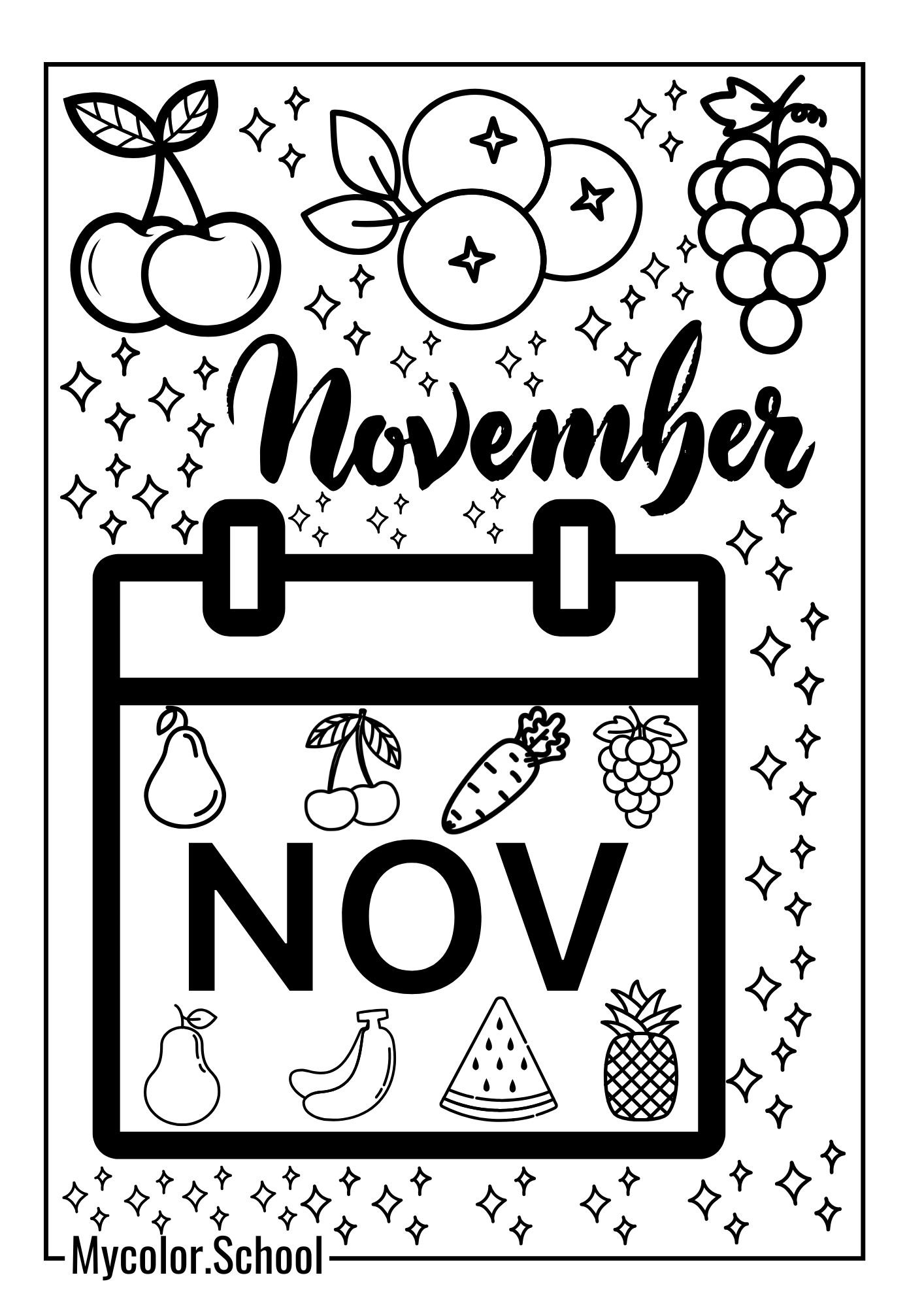 November Coloring Pages Fruits