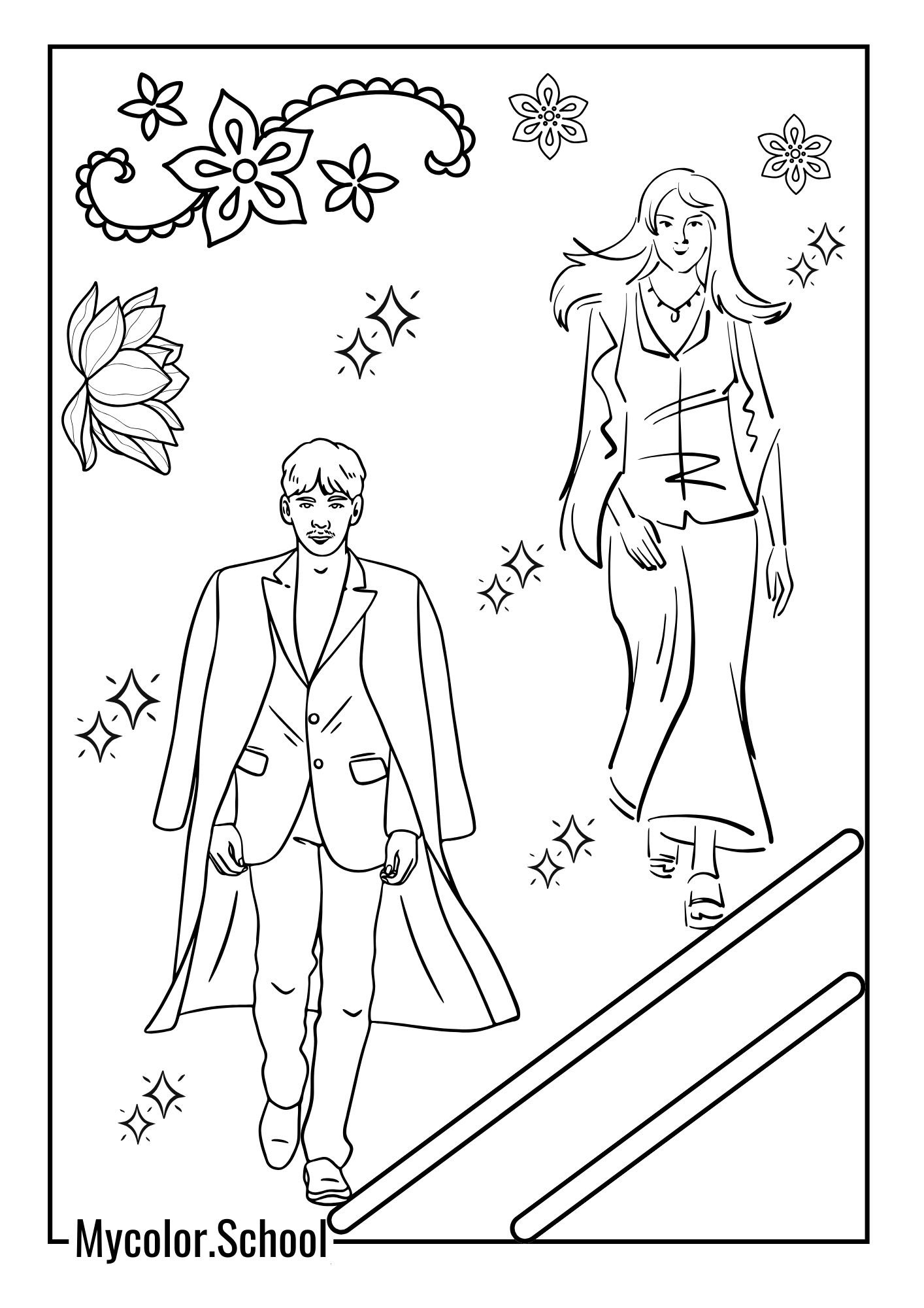 People Coloring Pages group of models on a runway