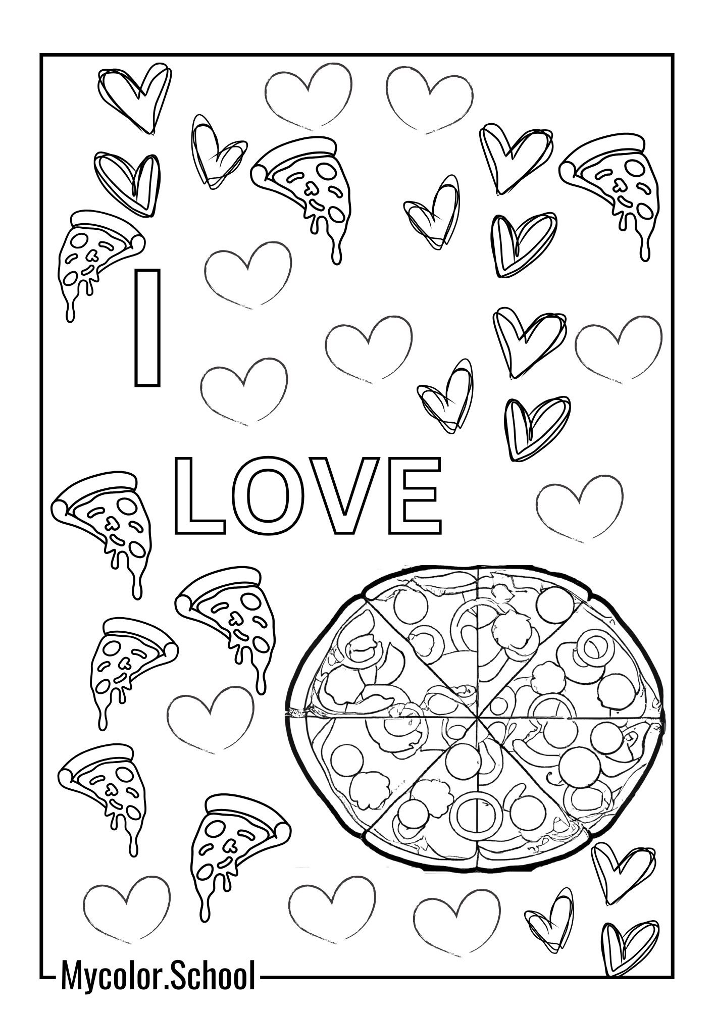 Pizza Coloring Pages Cute Pizza