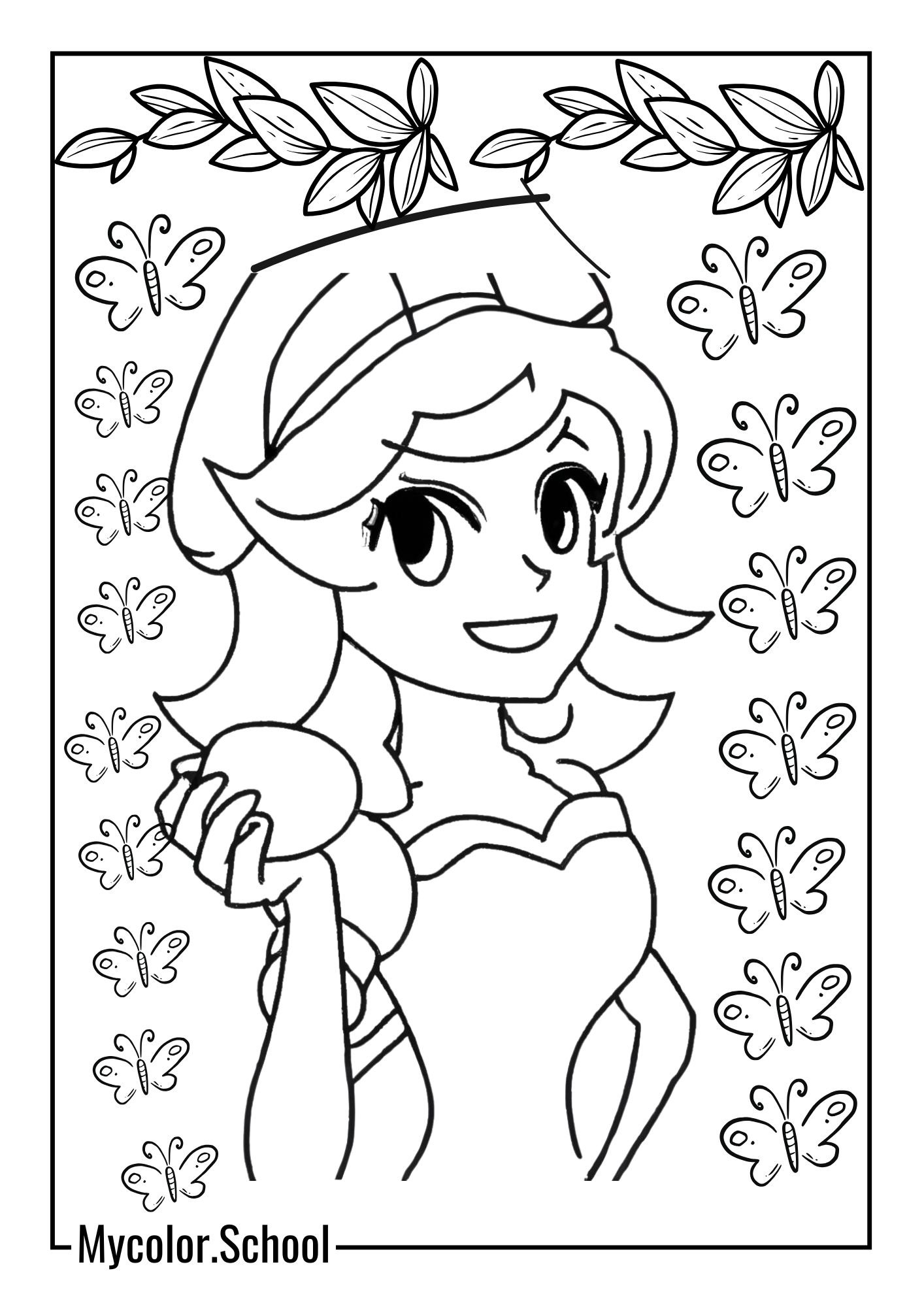 Princess Peach Year Coloring Pages Princess with Apple