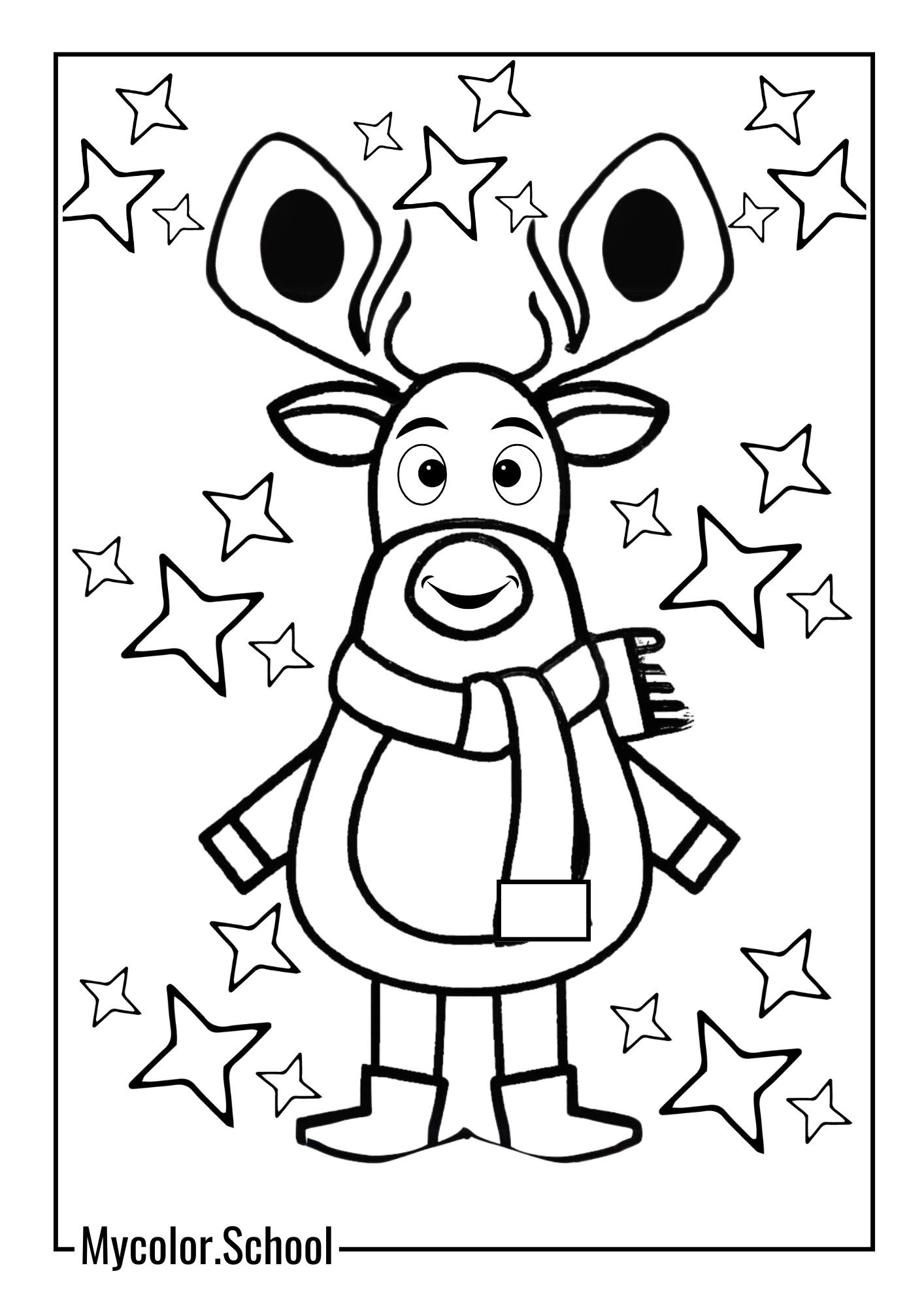 Reindeer Coloring Pages reindeer with a cozy scarf around its neck